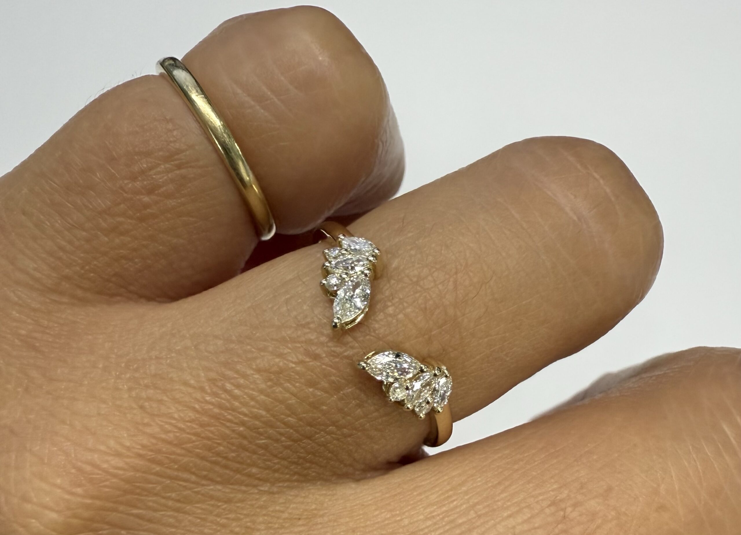 14k Yellow Gold Genuine Laboratory Grown .28 Cttw Marquise & Round Brilliant Cut Diamond Split Band - Image 22