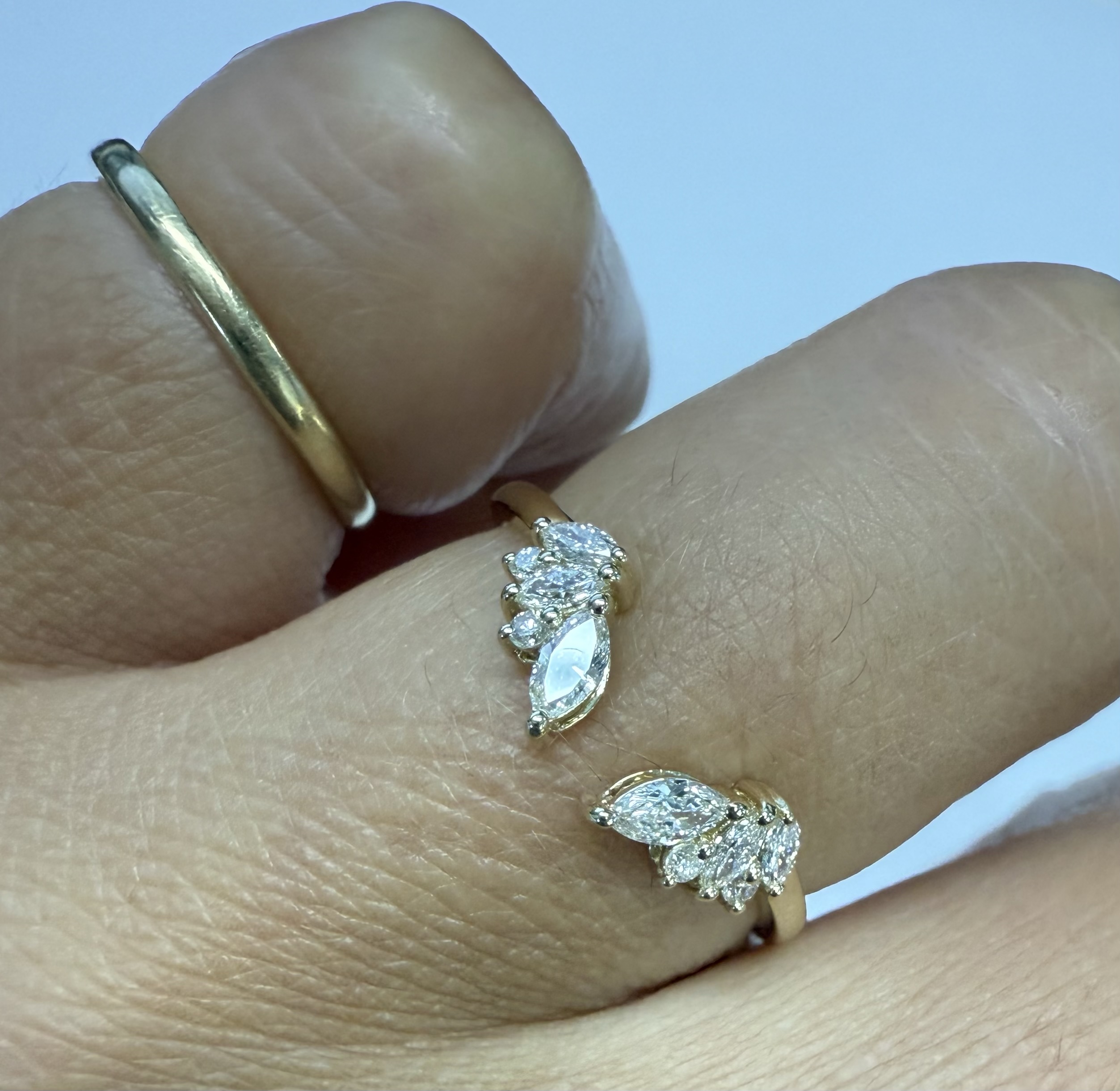 14k Yellow Gold Genuine Laboratory Grown .28 Cttw Marquise & Round Brilliant Cut Diamond Split Band - Image 26