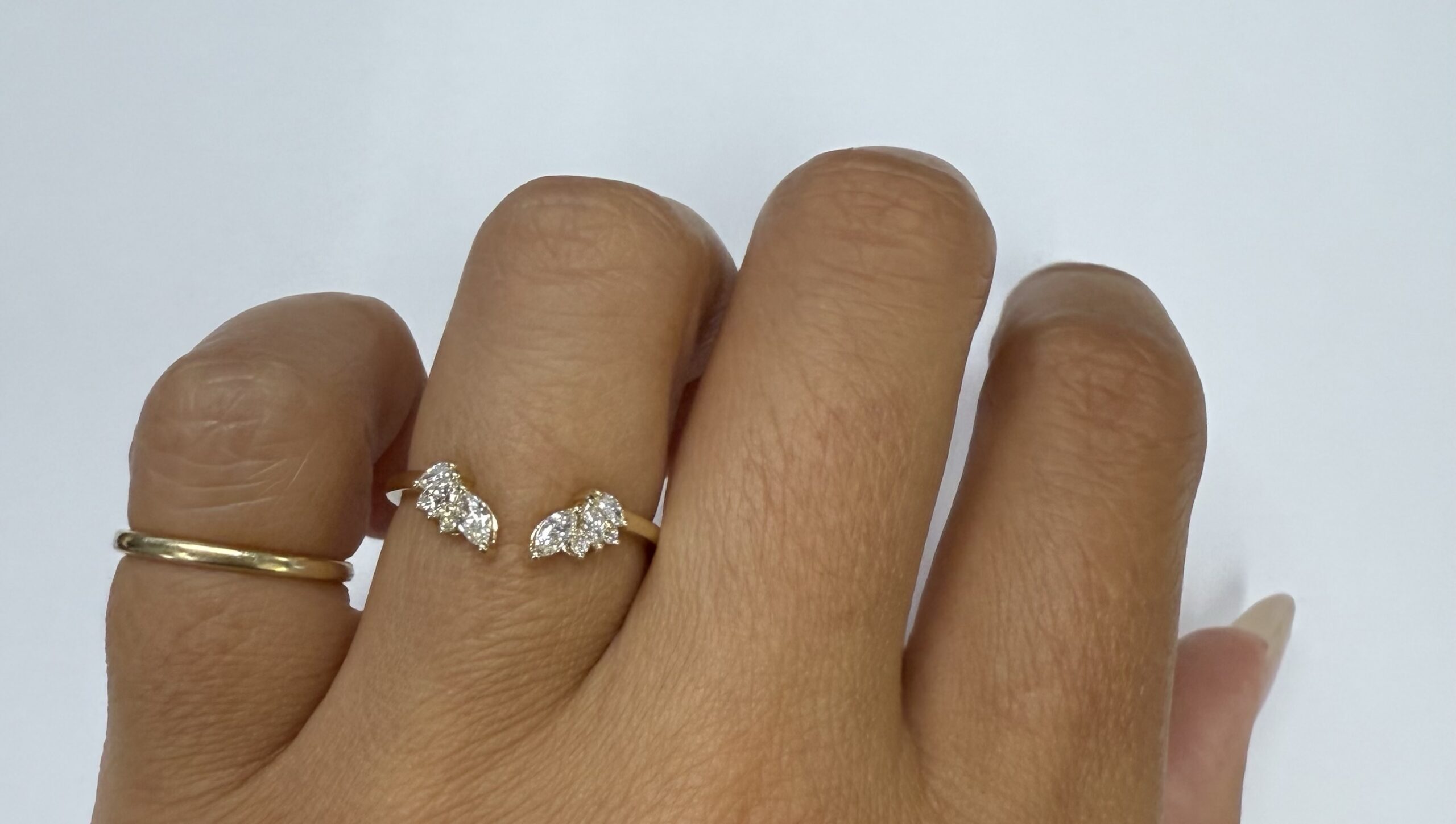 14k Yellow Gold Genuine Laboratory Grown .28 Cttw Marquise & Round Brilliant Cut Diamond Split Band - Image 27