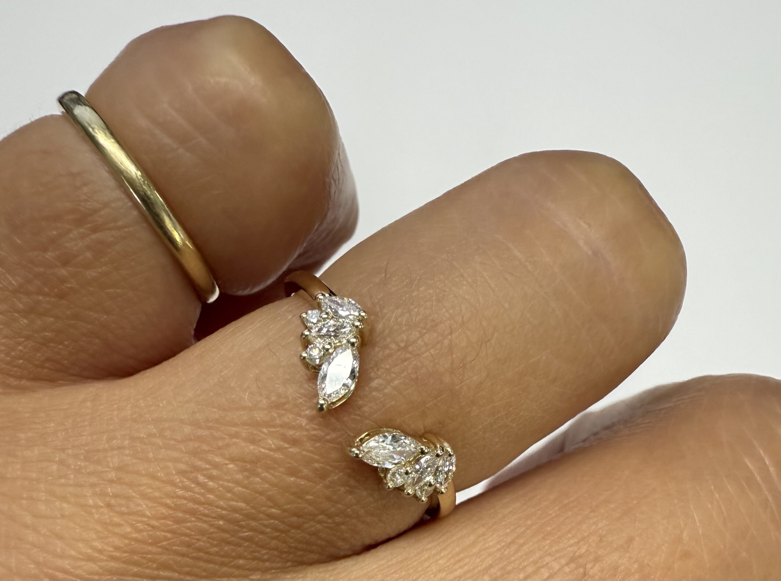 14k Yellow Gold Genuine Laboratory Grown .28 Cttw Marquise & Round Brilliant Cut Diamond Split Band - Image 34