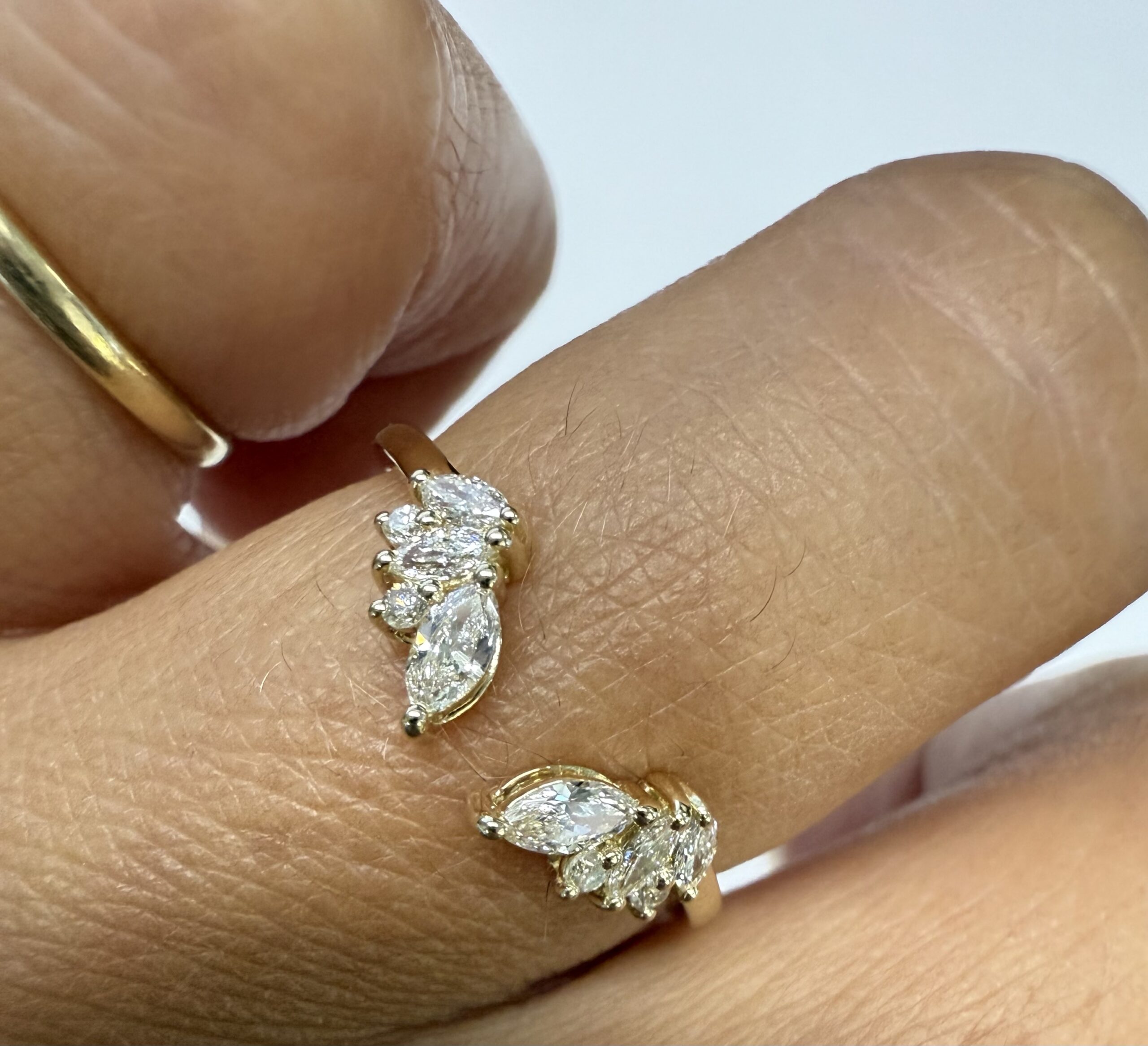 14k Yellow Gold Genuine Laboratory Grown .28 Cttw Marquise & Round Brilliant Cut Diamond Split Band - Image 35