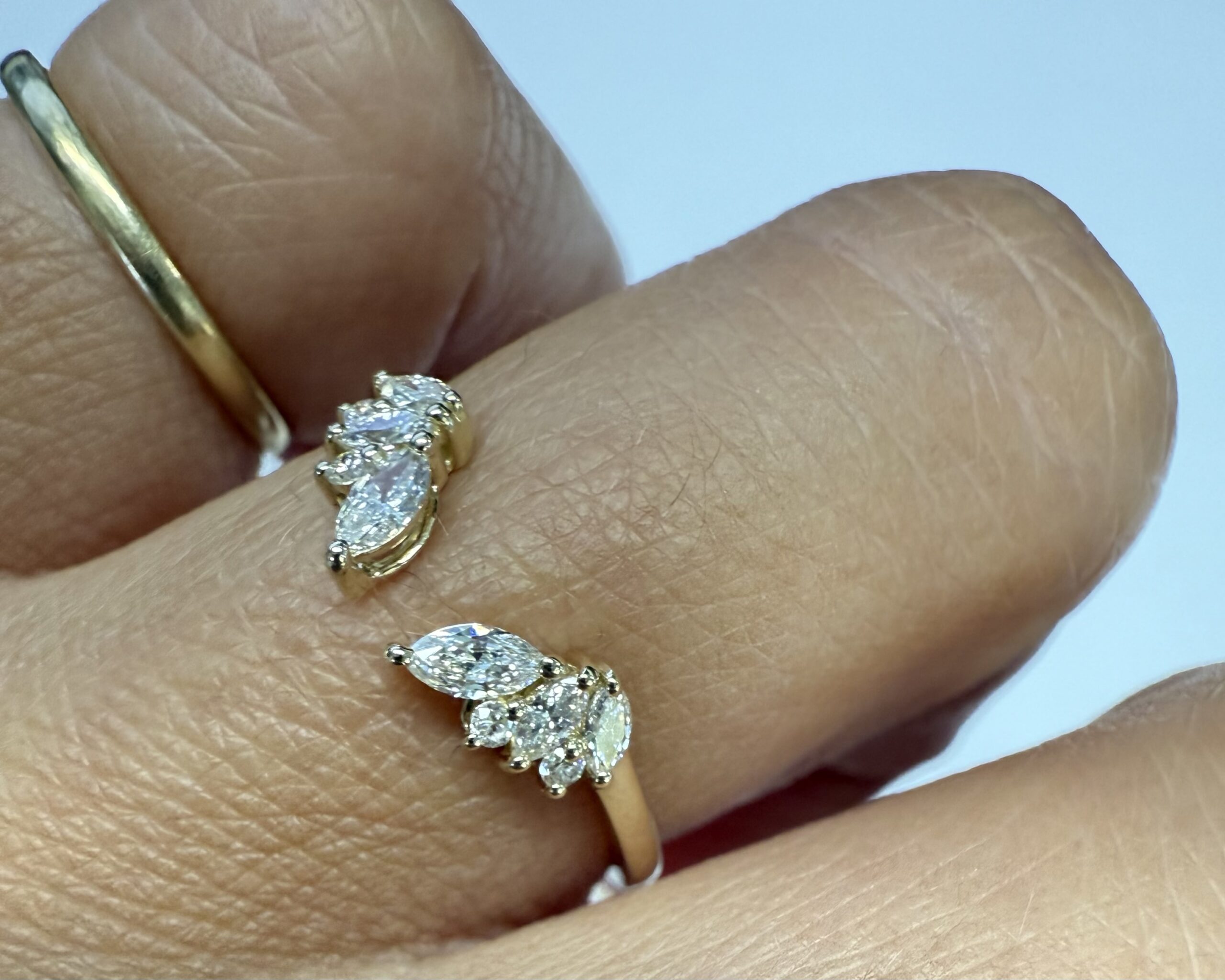 14k Yellow Gold Genuine Laboratory Grown .28 Cttw Marquise & Round Brilliant Cut Diamond Split Band - Image 36