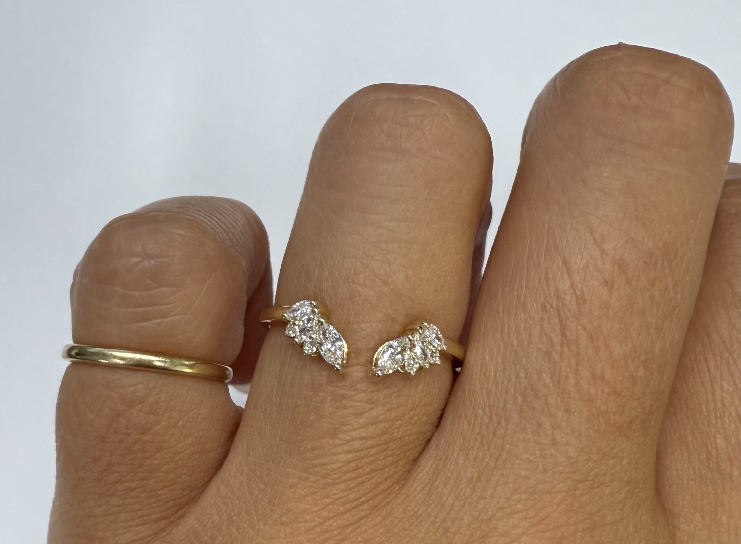 14k Yellow Gold Genuine Laboratory Grown .28 Cttw Marquise & Round Brilliant Cut Diamond Split Band - Image 37