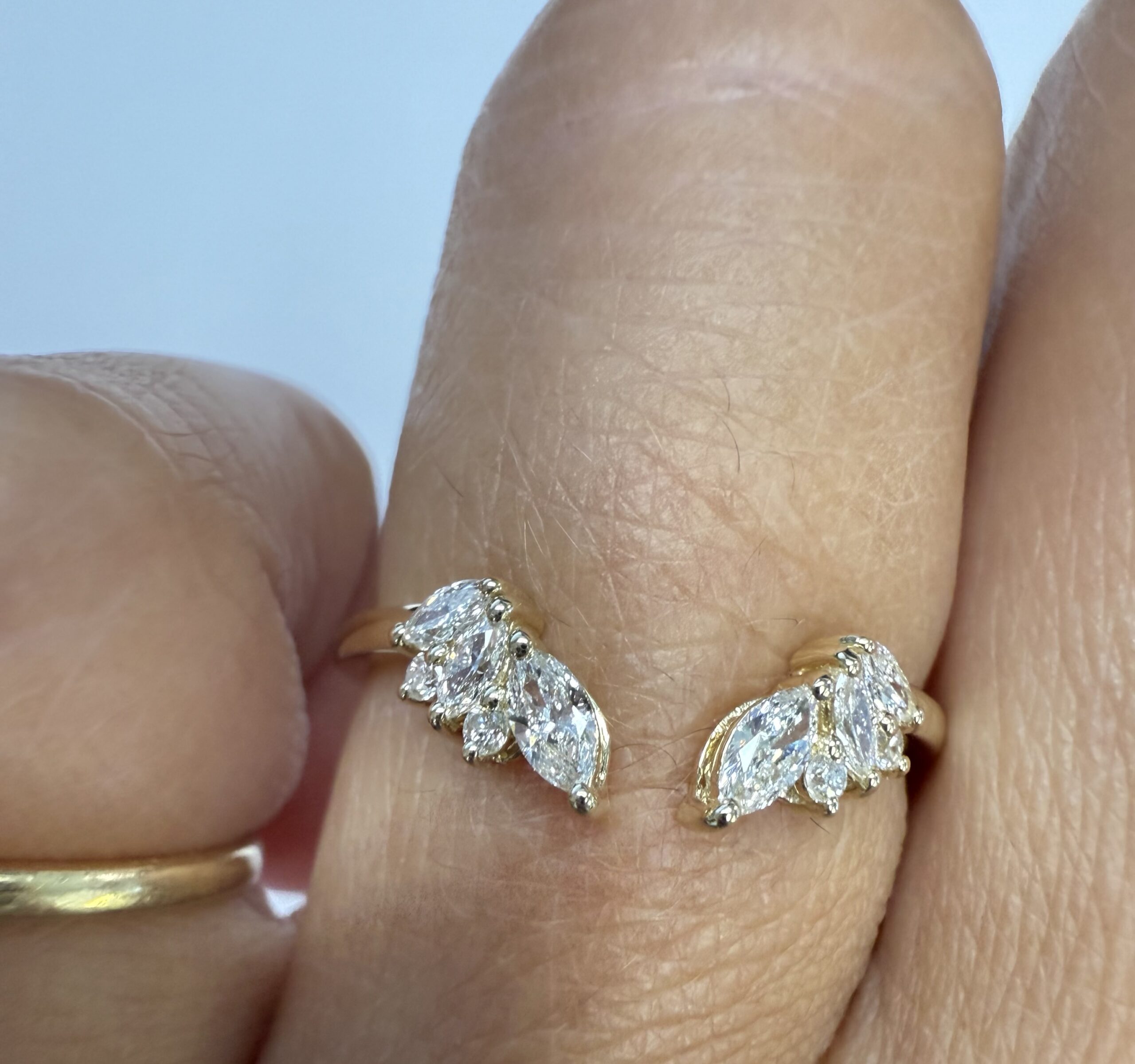 14k Yellow Gold Genuine Laboratory Grown .28 Cttw Marquise & Round Brilliant Cut Diamond Split Band - Image 39