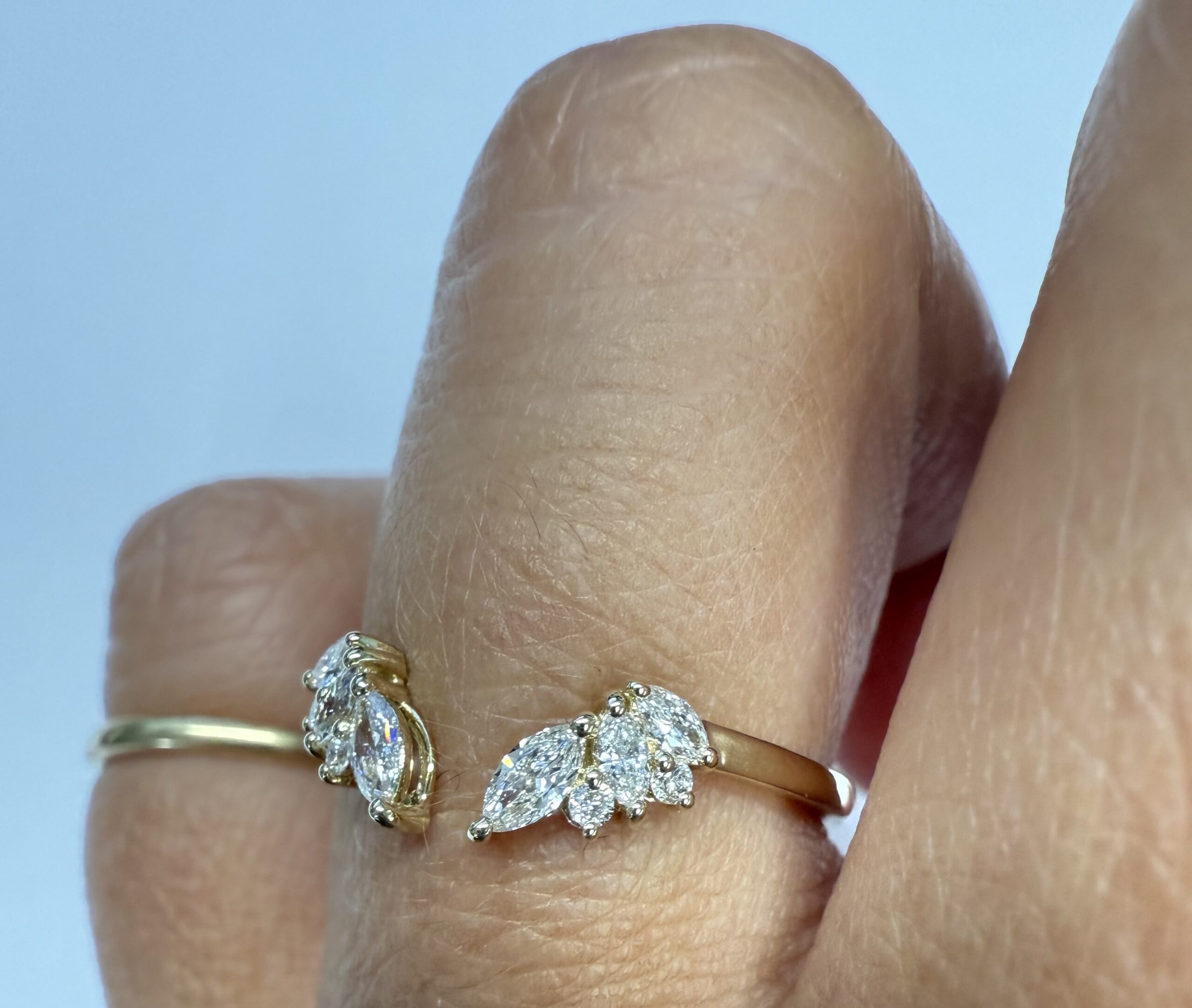 14k Yellow Gold Genuine Laboratory Grown .28 Cttw Marquise & Round Brilliant Cut Diamond Split Band - Image 40