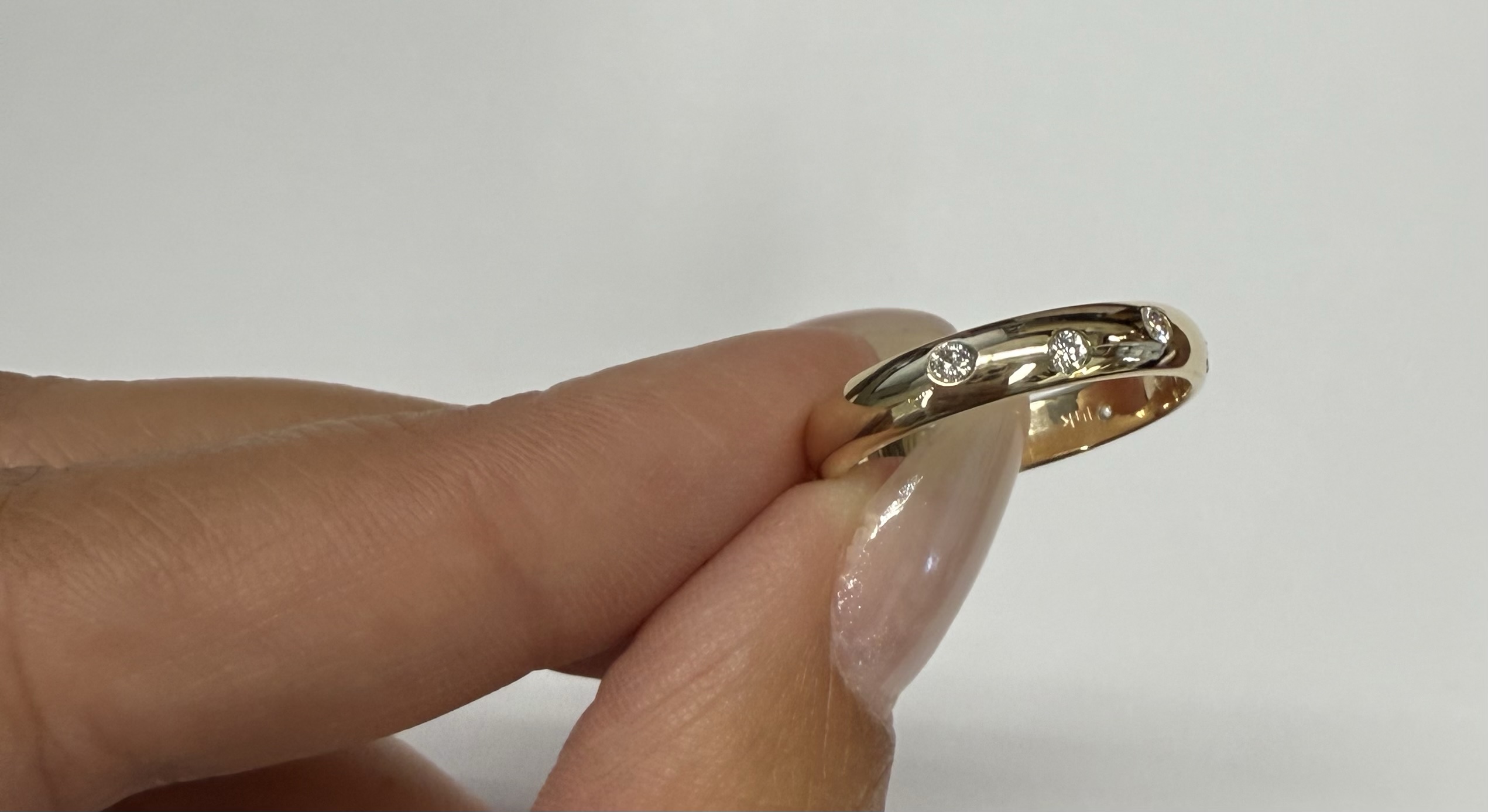 14k Yellow Gold Genuine 4 MM 1/4 Cttw Round Brilliant Cut Diamond Scattered Band - Image 8