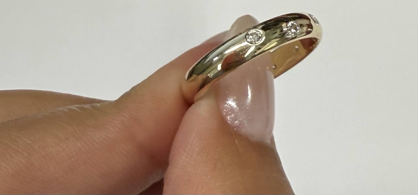 14k Yellow Gold Genuine 4 MM 1/4 Cttw Round Brilliant Cut Diamond Scattered Band - Image 5