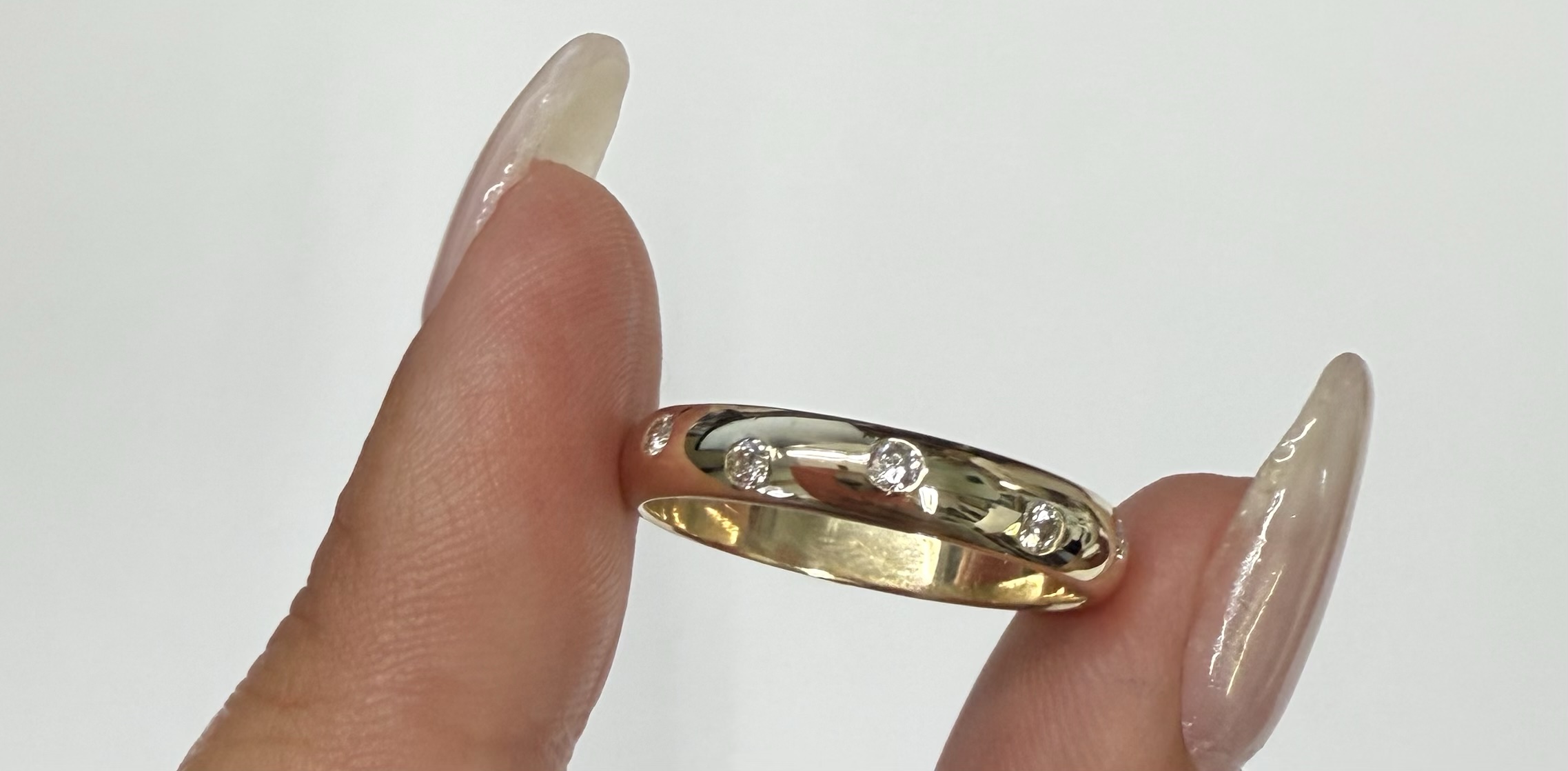 14k Yellow Gold Genuine 4 MM 1/4 Cttw Round Brilliant Cut Diamond Scattered Band - Image 2