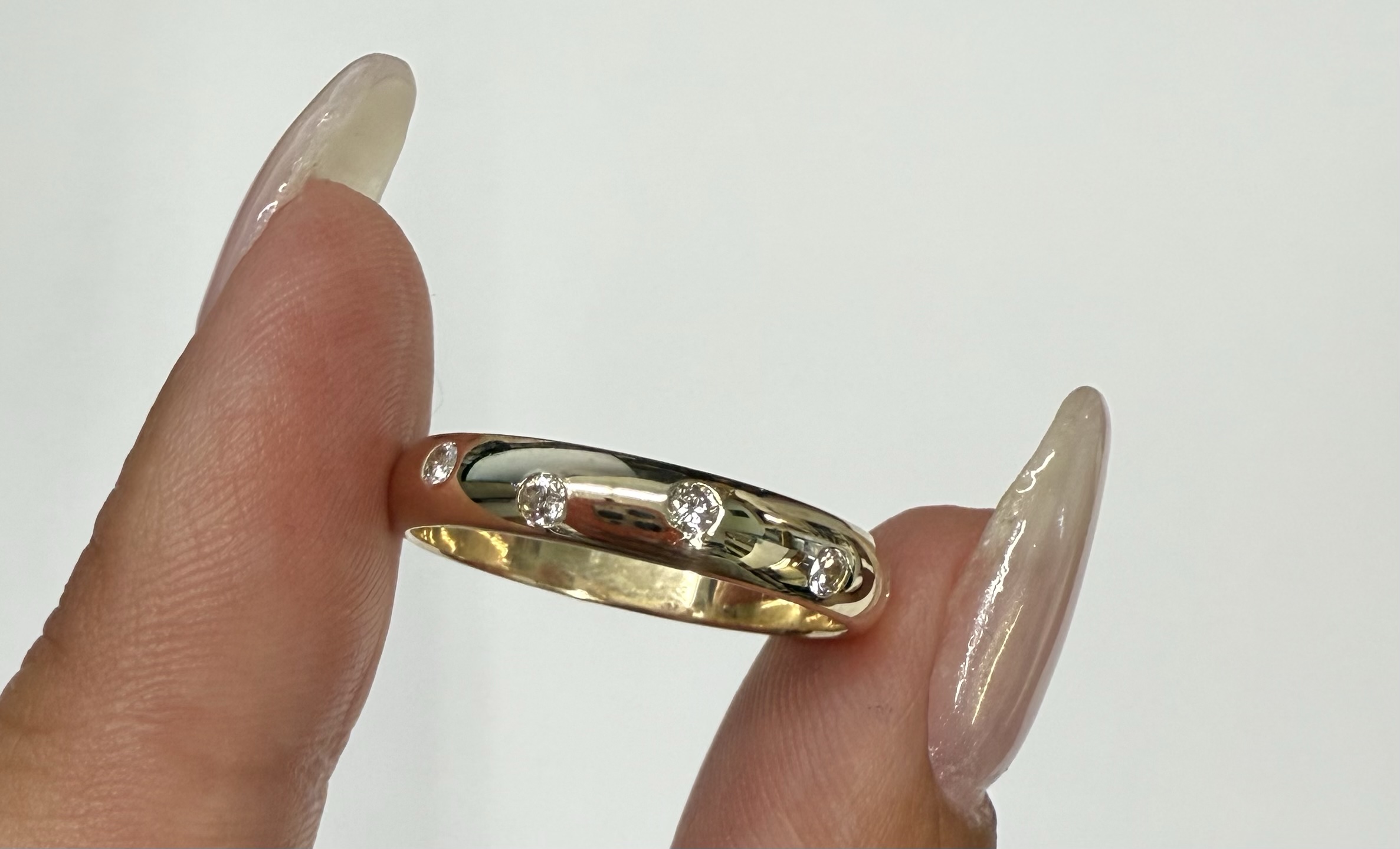 14k Yellow Gold Genuine 4 MM 1/4 Cttw Round Brilliant Cut Diamond Scattered Band - Image 3