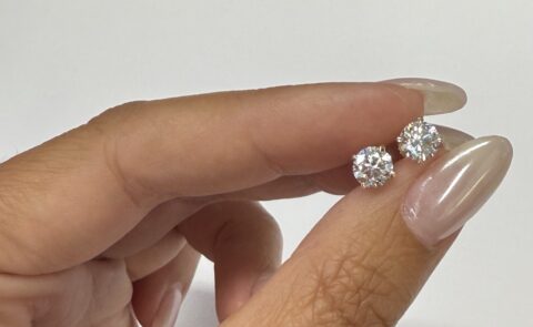 14k Yellow Gold Genuine Laboratory Grown 1.00 Cttw Round Brilliant Cut Diamond Basket Set Stud Earrings