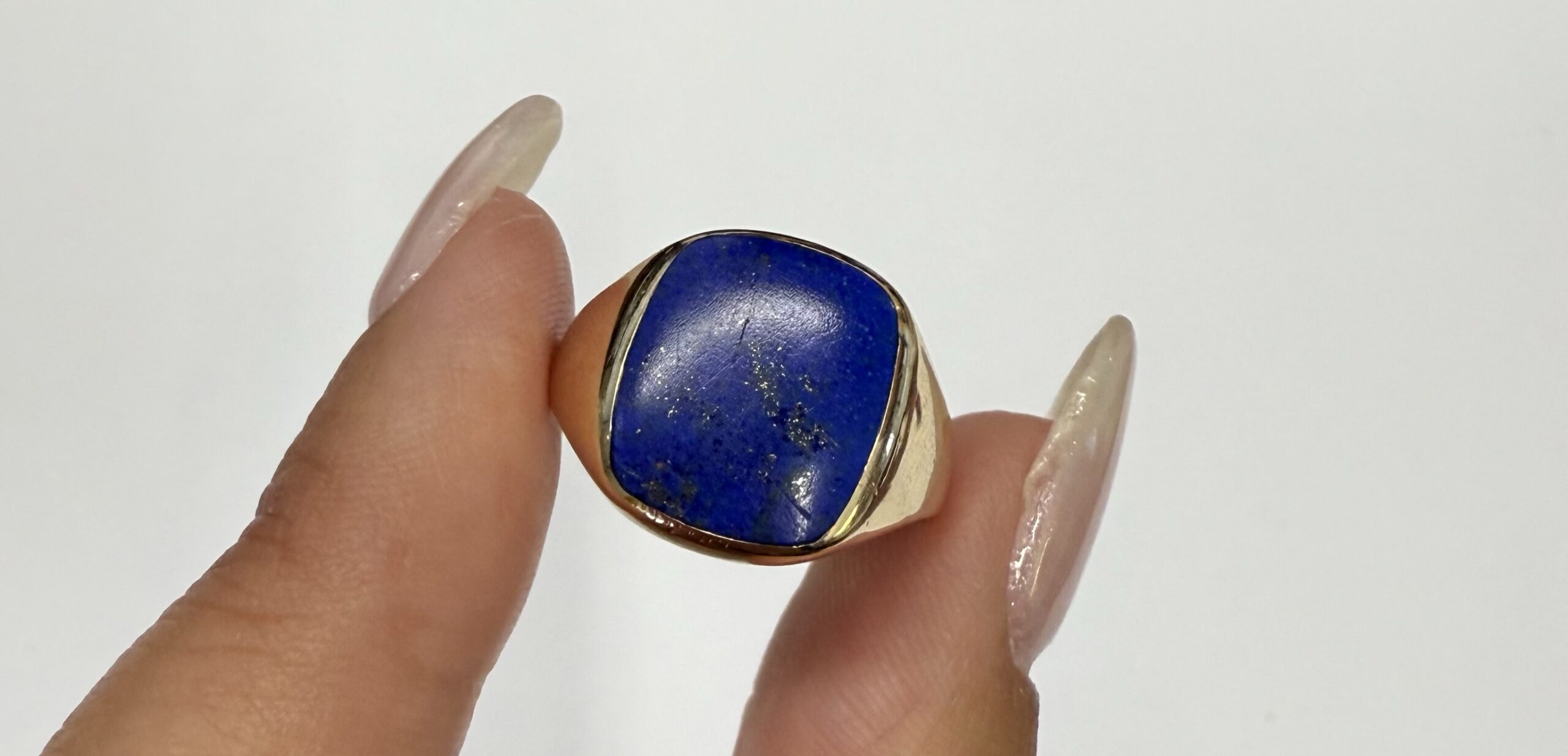 Vintage 14k Yellow Gold Genuine Lapis Signet Ring - Image 14