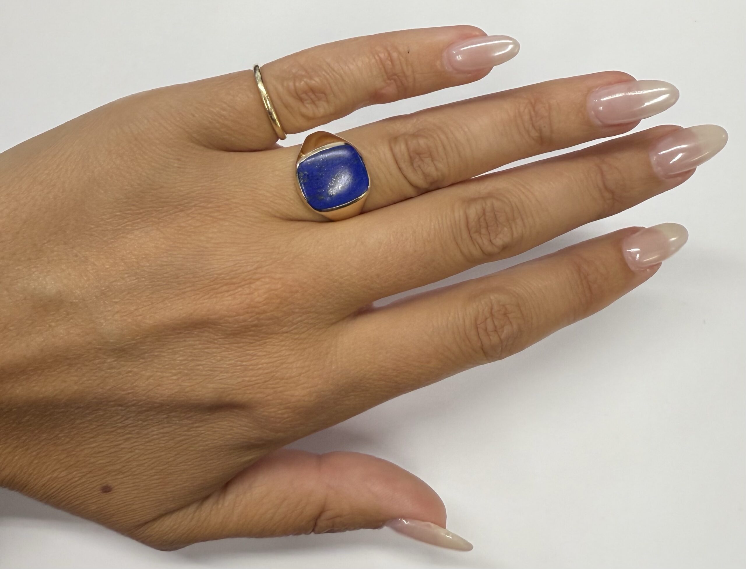 Vintage 14k Yellow Gold Genuine Lapis Signet Ring - Image 19