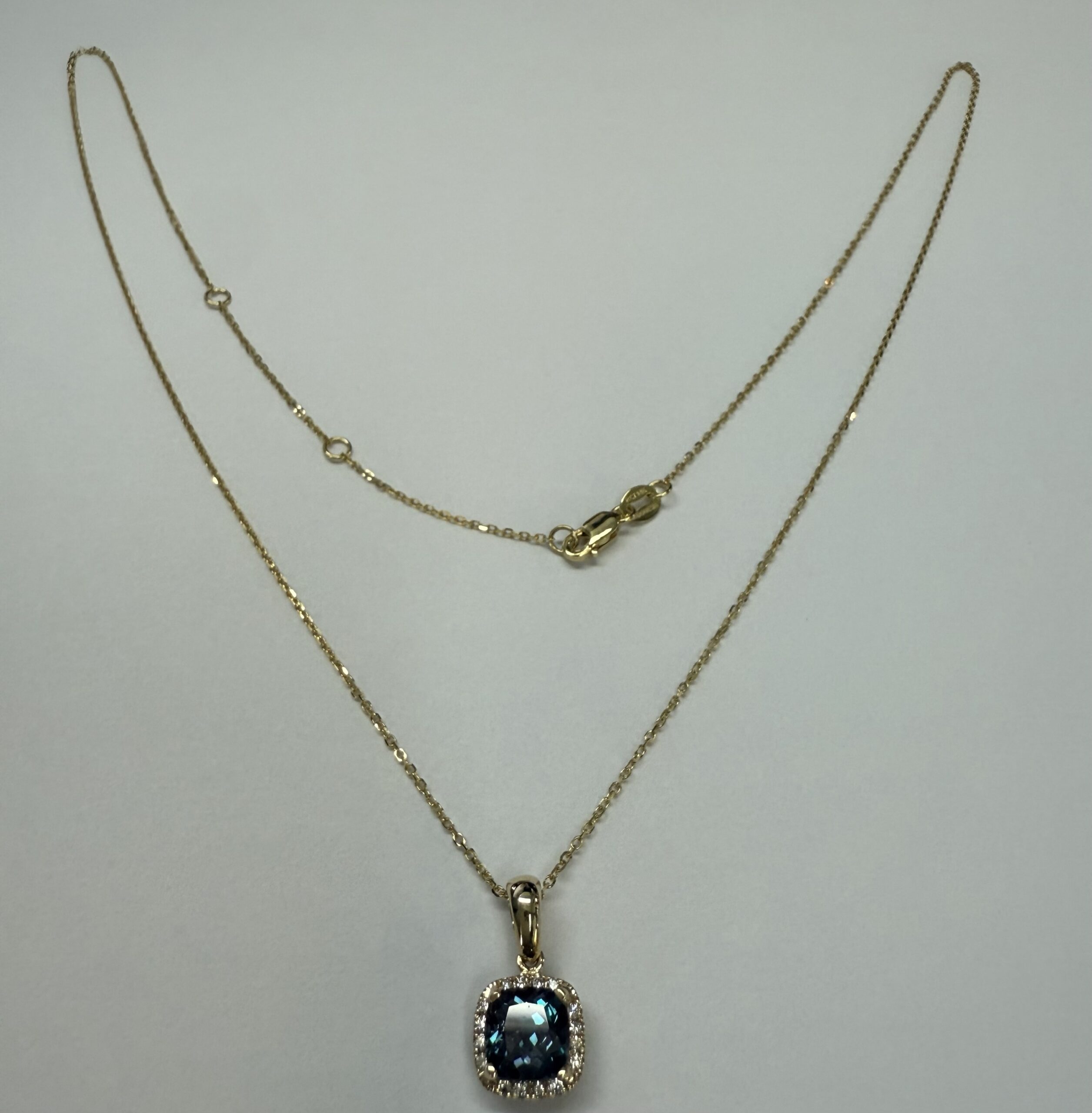 14k Yellow Gold Genuine 1.30 Cttw Laboratory Grown Alexandrite & Genuine Round Brilliant Cut Diamond Halo Pendant - Image 13