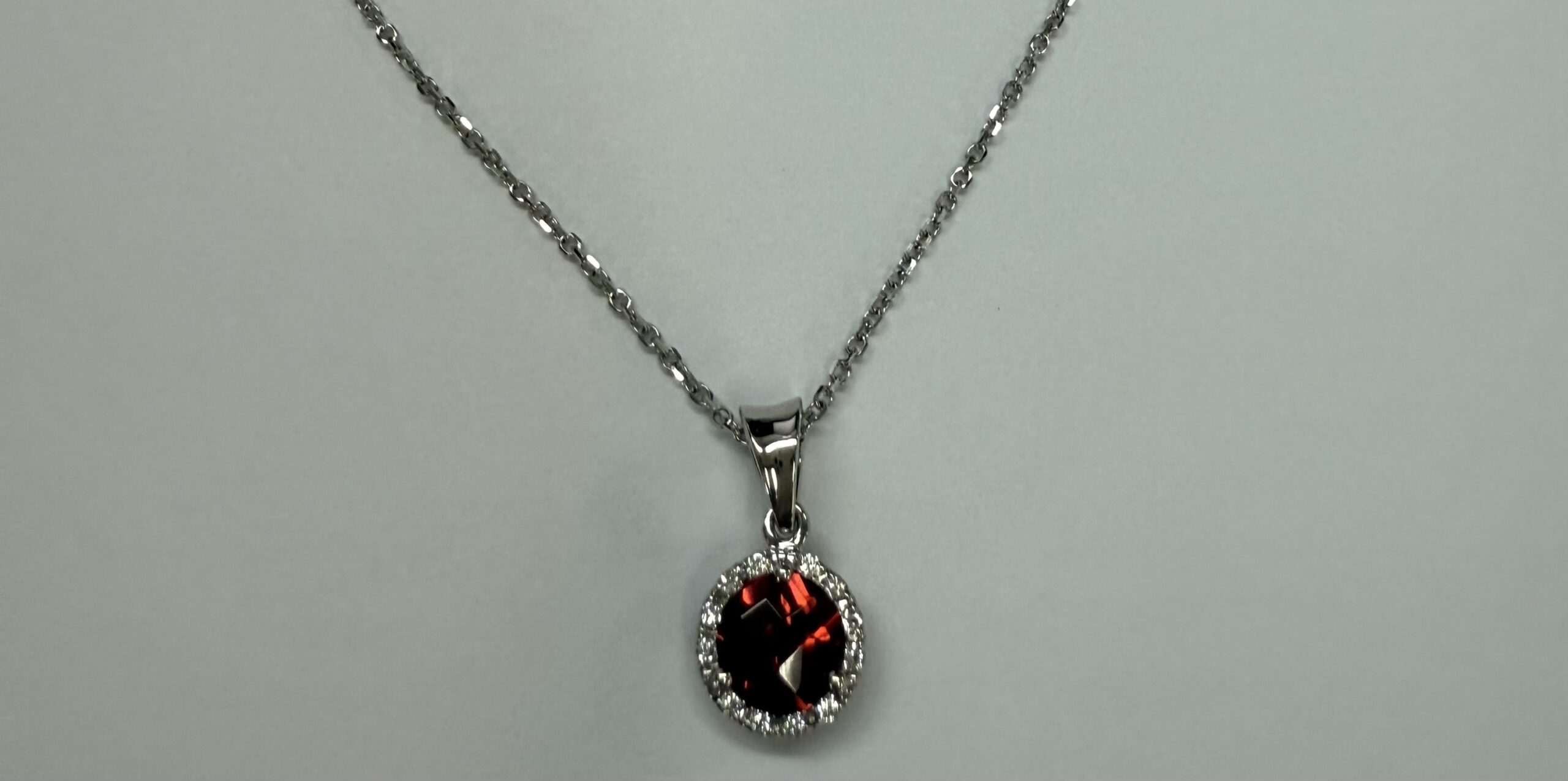 14k White Gold Genuine 1.01 Cttw Garnet & Diamond Halo Pendant - Image 4