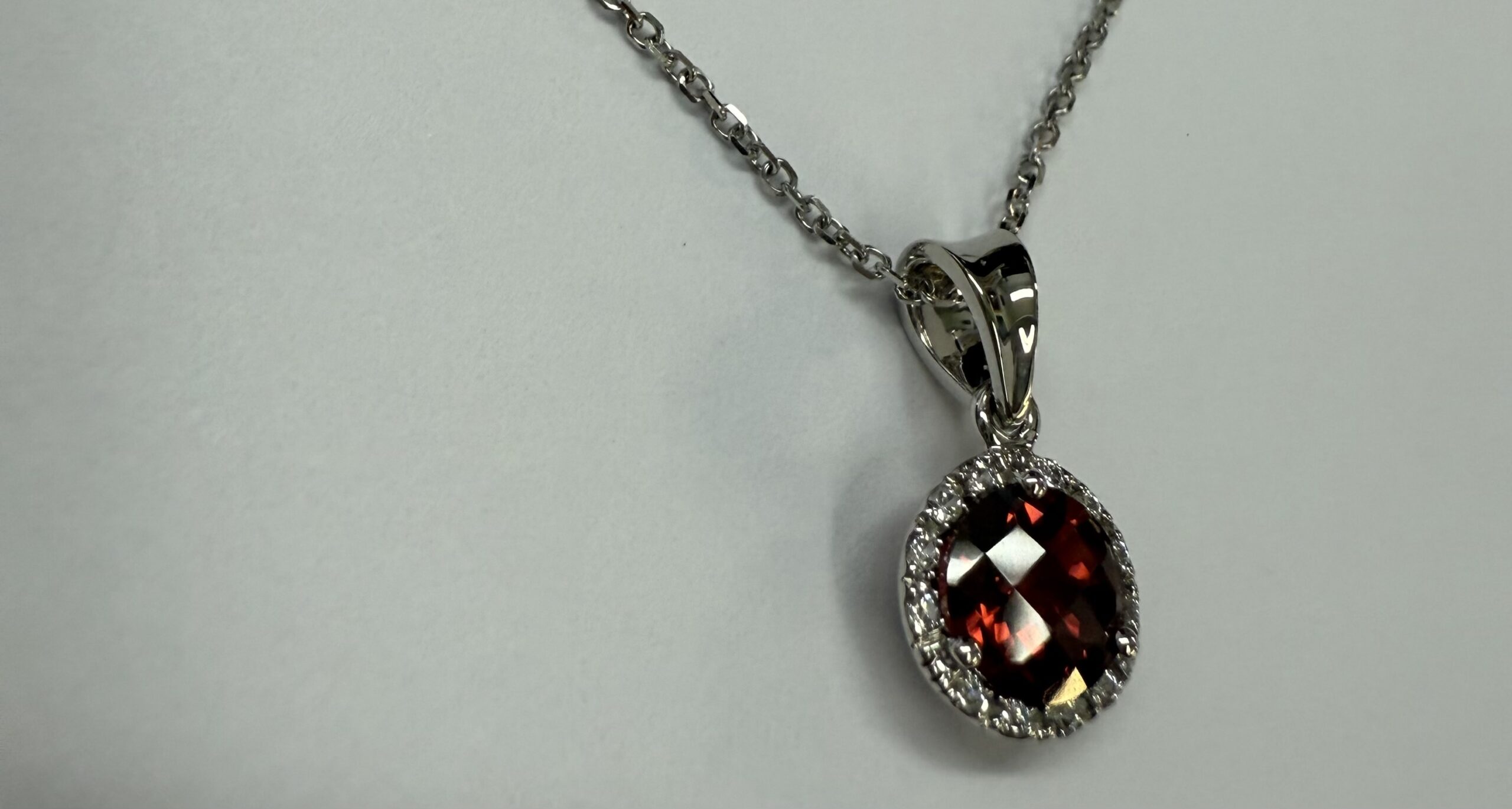 14k White Gold Genuine 1.01 Cttw Garnet & Diamond Halo Pendant - Image 7
