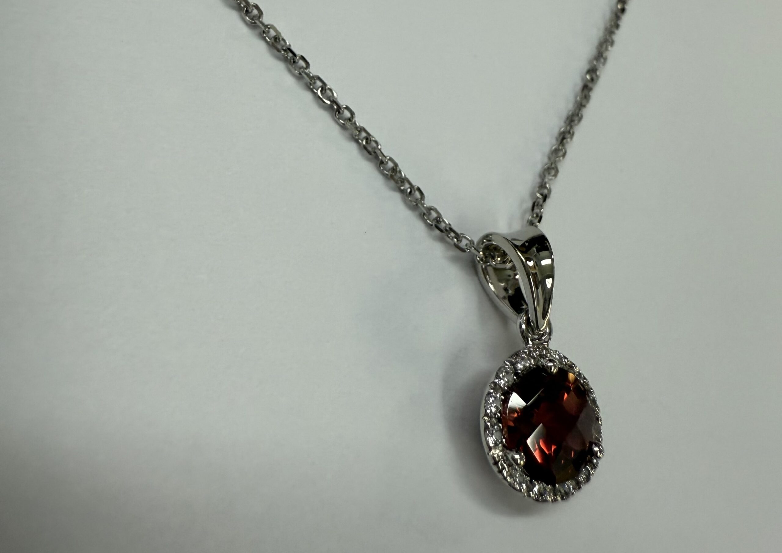 14k White Gold Genuine 1.01 Cttw Garnet & Diamond Halo Pendant - Image 8