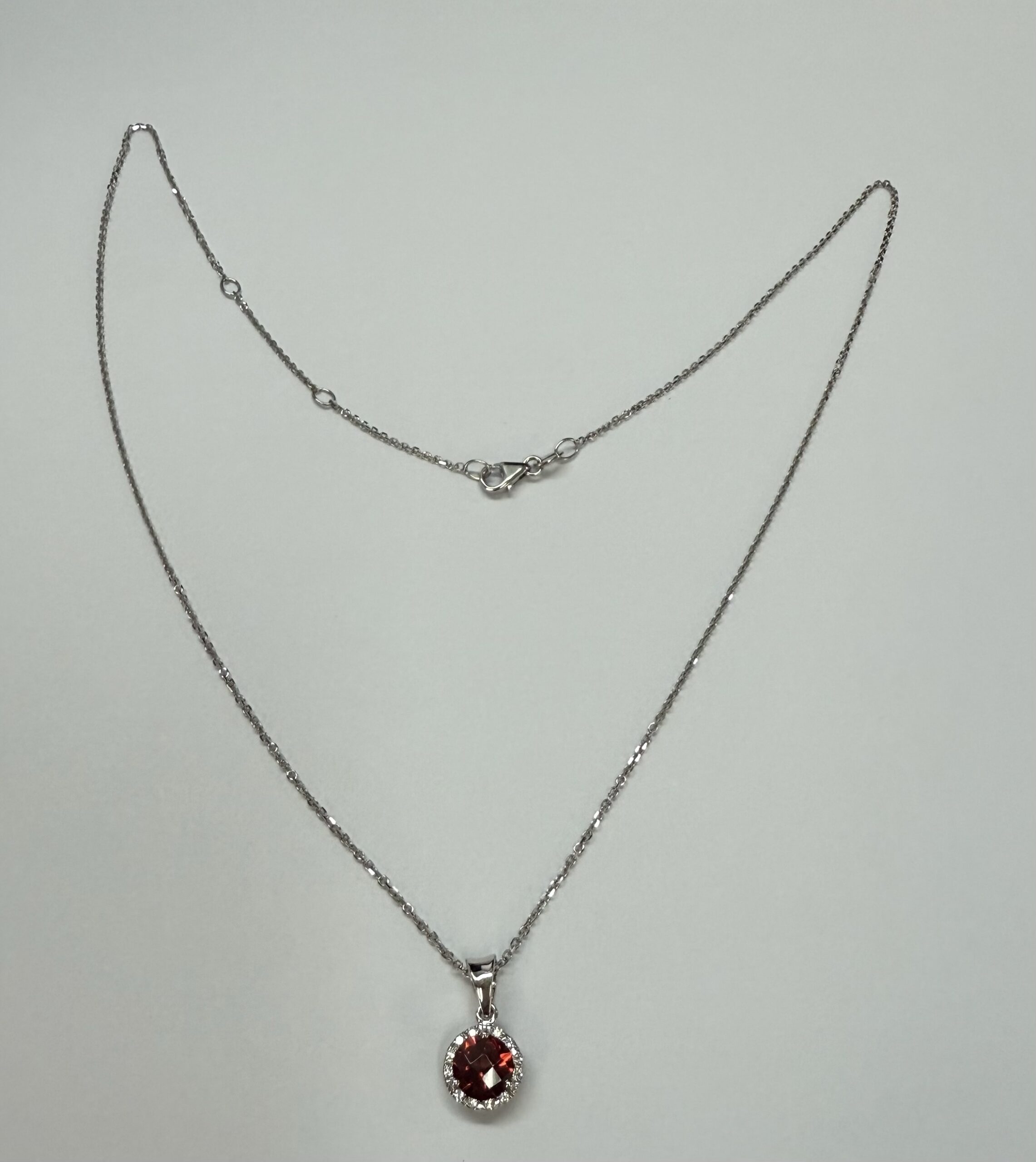 14k White Gold Genuine 1.01 Cttw Garnet & Diamond Halo Pendant - Image 12