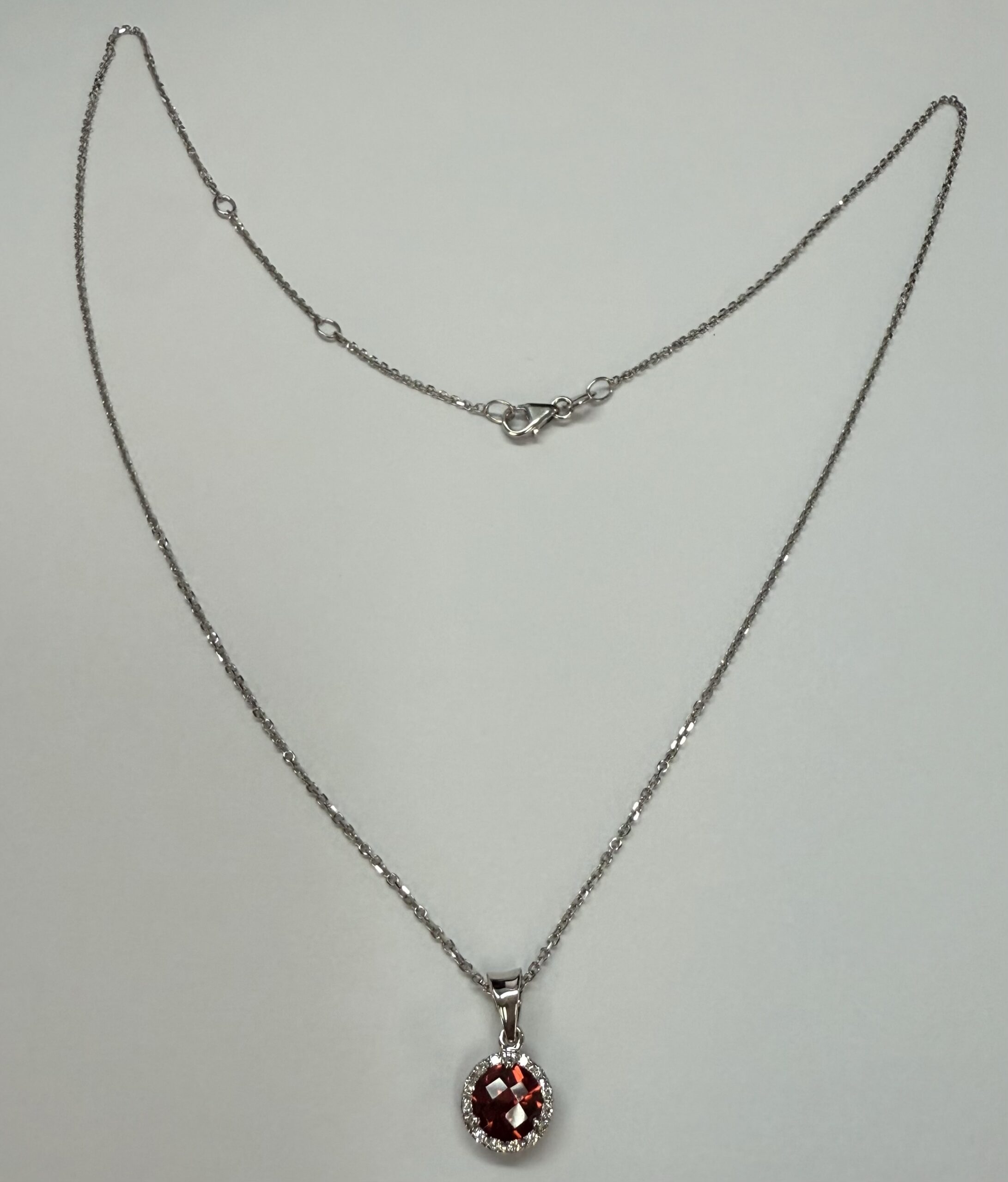 14k White Gold Genuine 1.01 Cttw Garnet & Diamond Halo Pendant - Image 13