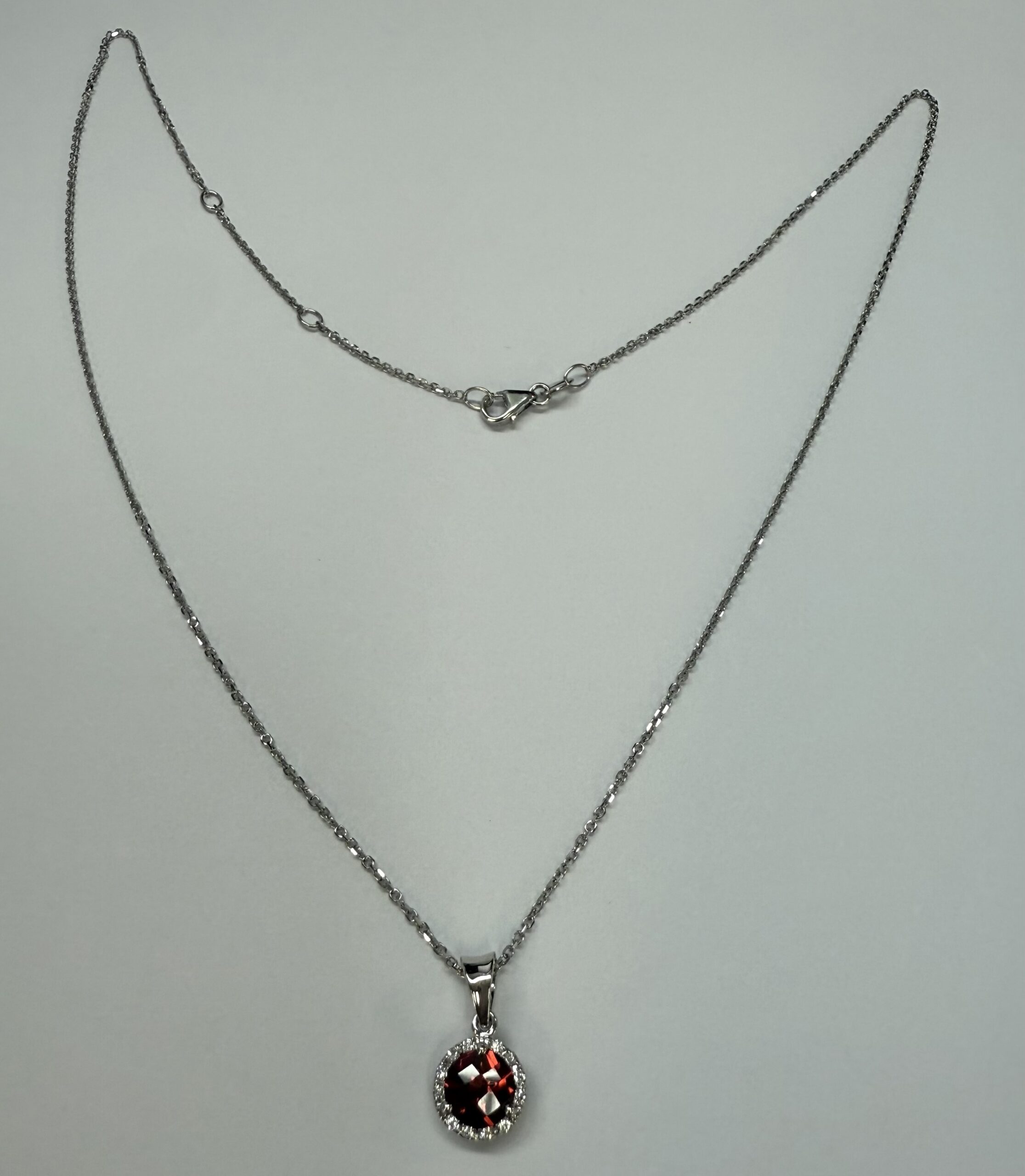 14k White Gold Genuine 1.01 Cttw Garnet & Diamond Halo Pendant - Image 14