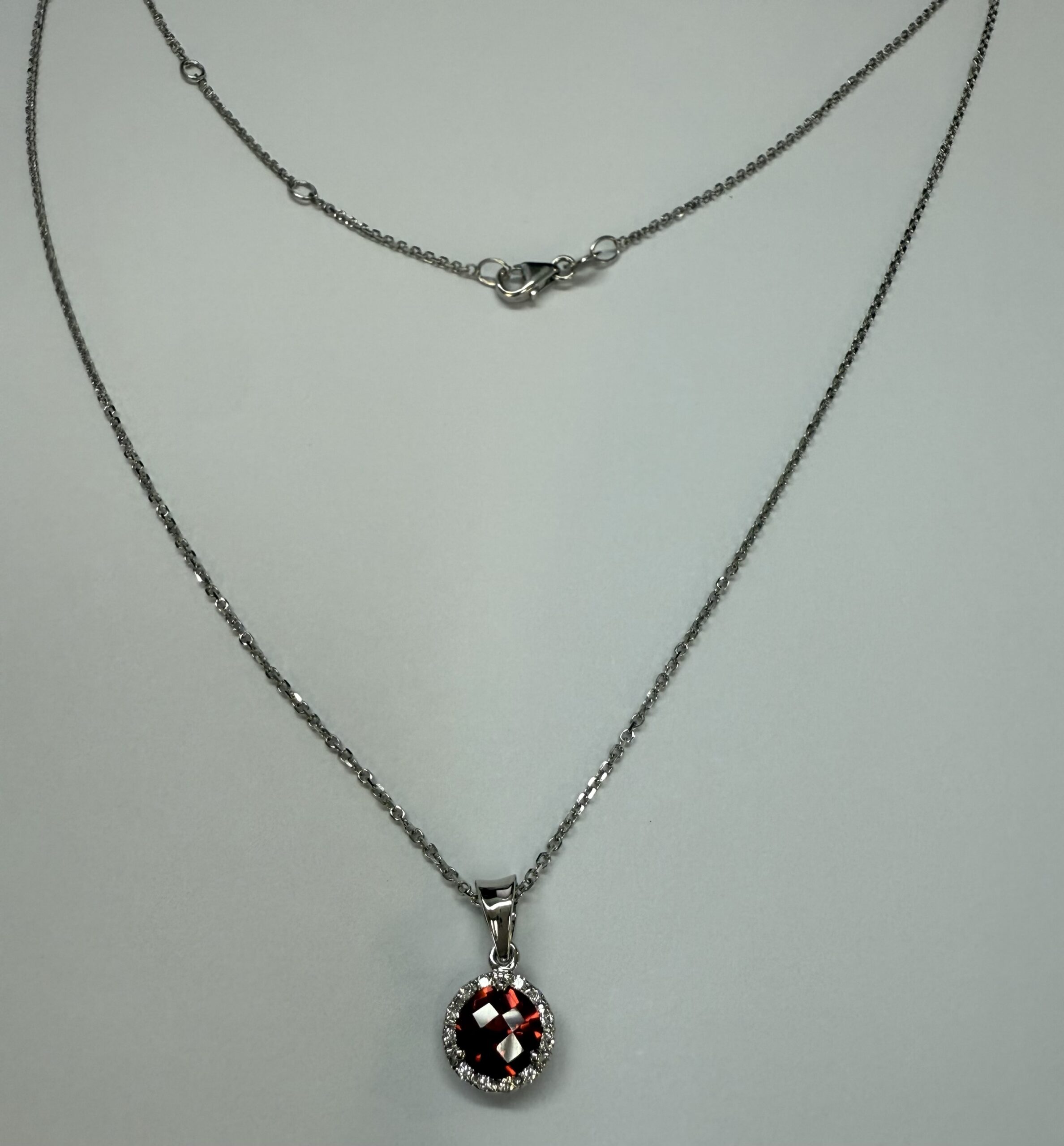 14k White Gold Genuine 1.01 Cttw Garnet & Diamond Halo Pendant - Image 15