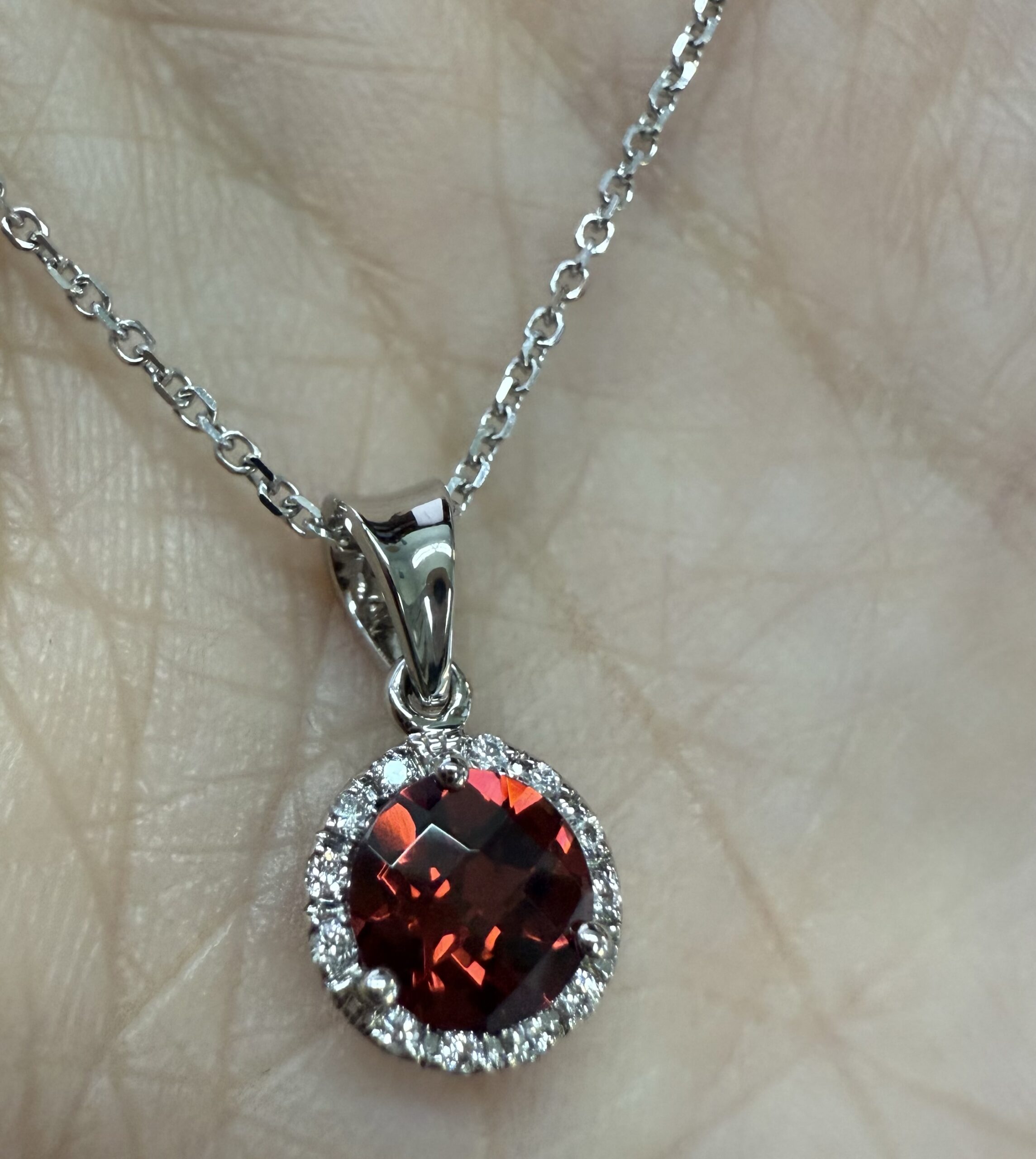 14k White Gold Genuine 1.01 Cttw Garnet & Diamond Halo Pendant - Image 20