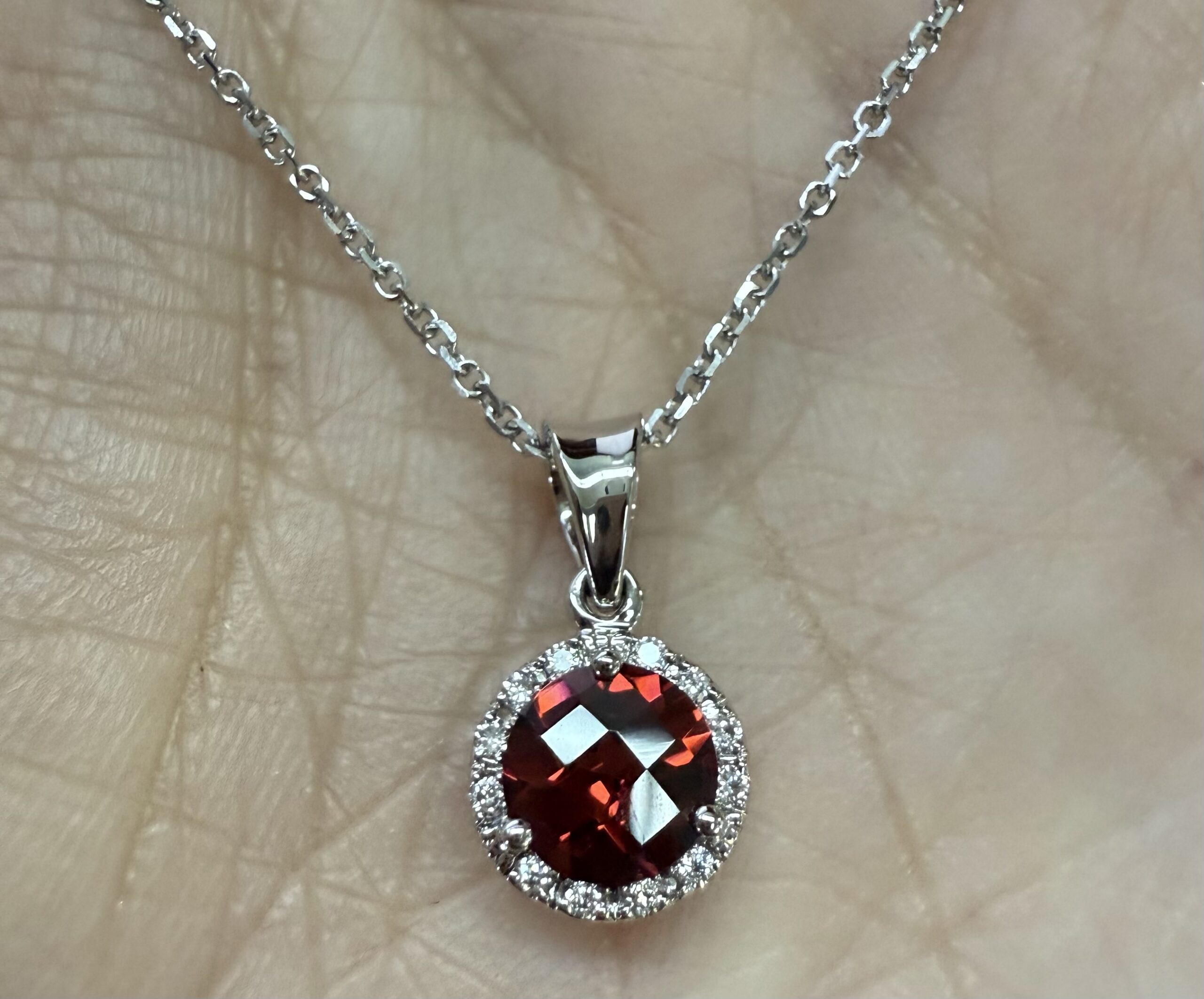 14k White Gold Genuine 1.01 Cttw Garnet & Diamond Halo Pendant - Image 23