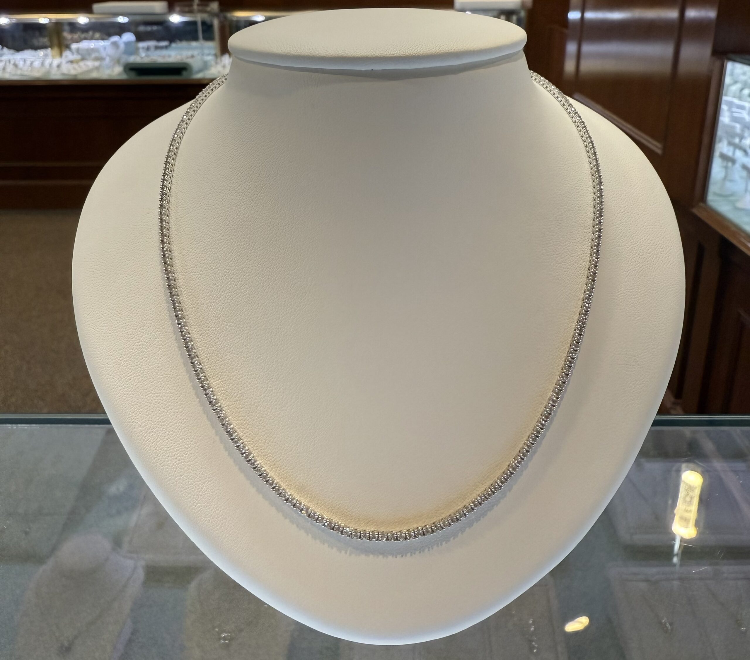 14k White Gold 17" 4.39 Cttw Round Brilliant Cut Diamond Tennis Necklace - Image 3