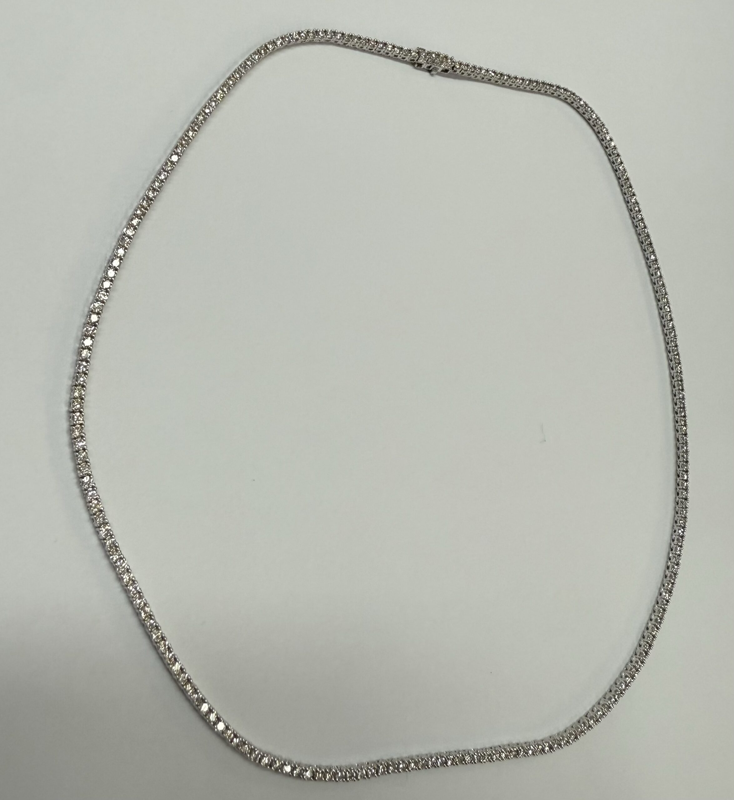14k White Gold 17" 4.39 Cttw Round Brilliant Cut Diamond Tennis Necklace - Image 8
