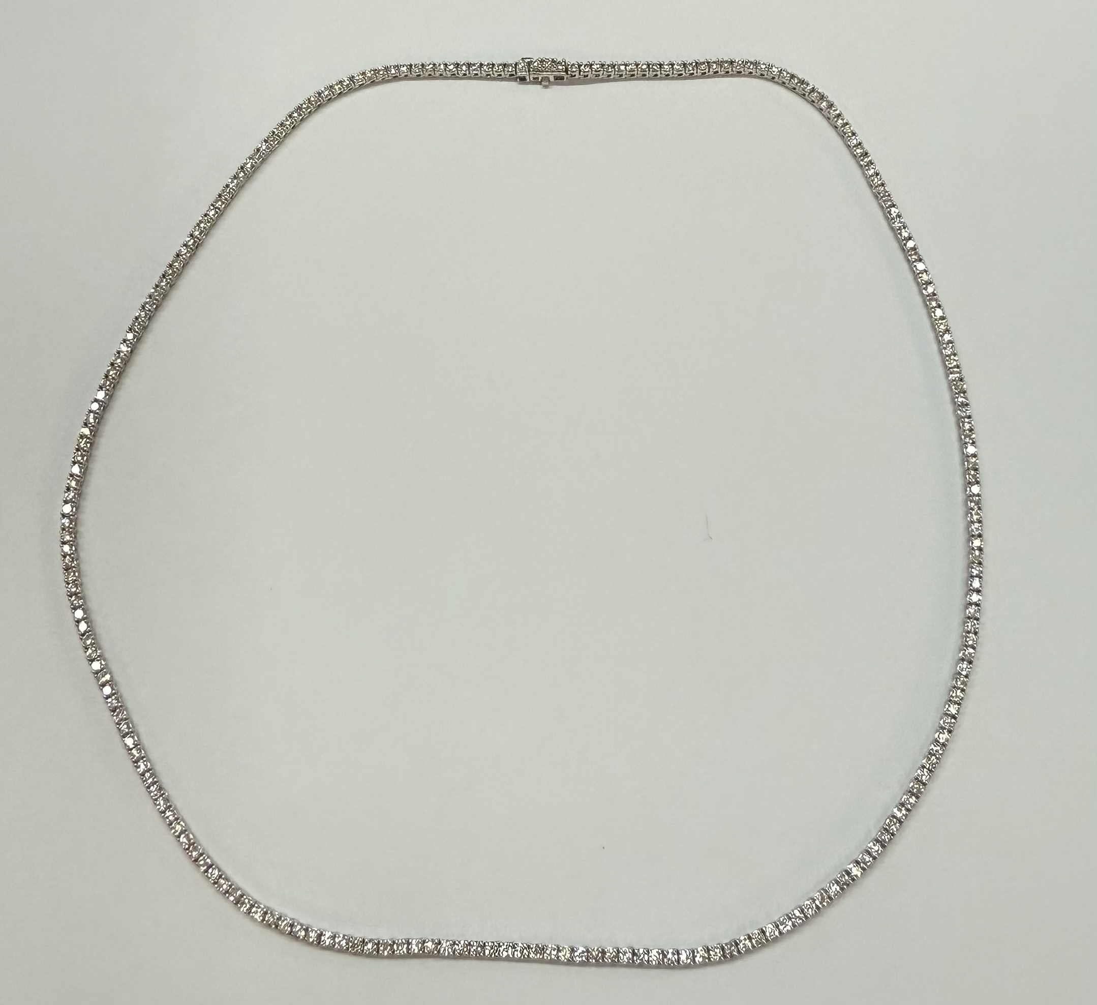 14k White Gold 17" 4.39 Cttw Round Brilliant Cut Diamond Tennis Necklace - Image 10