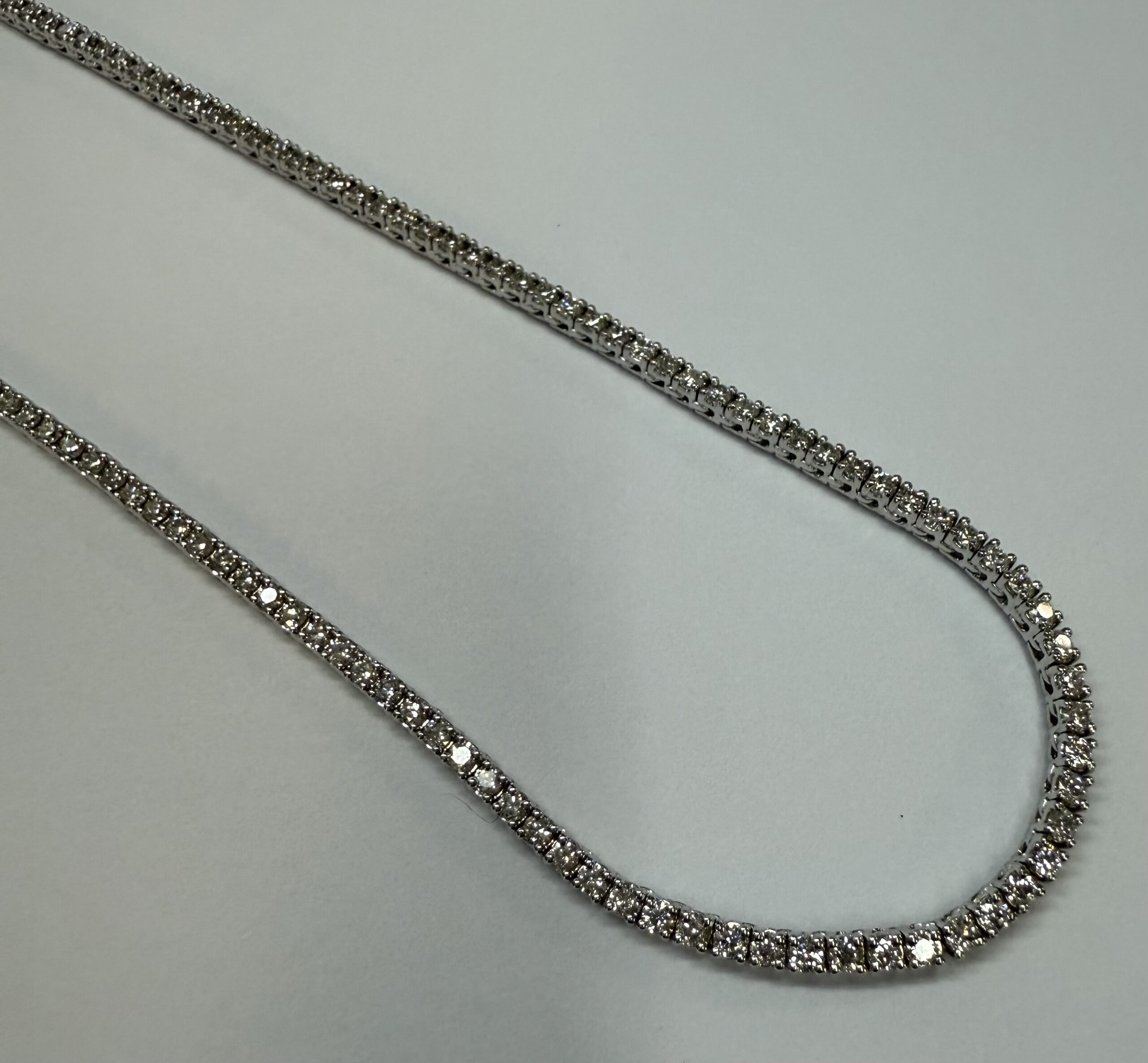 14k White Gold 17" 4.39 Cttw Round Brilliant Cut Diamond Tennis Necklace - Image 12