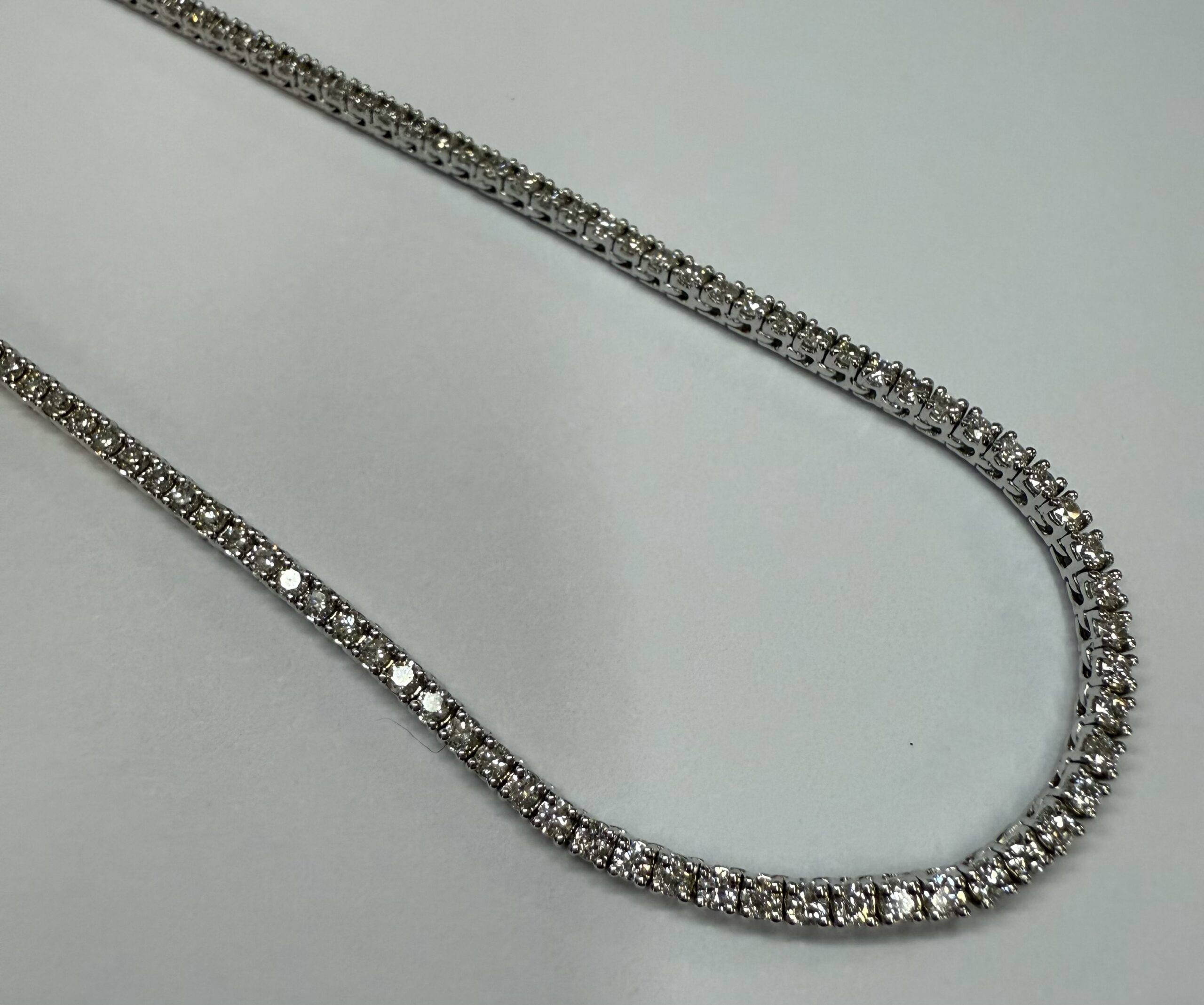 14k White Gold 17" 4.39 Cttw Round Brilliant Cut Diamond Tennis Necklace - Image 13