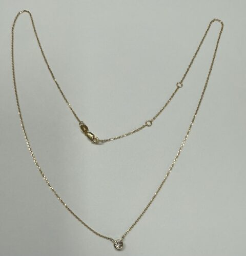 14k Yellow Gold .11 Cttw Genuine Round Brilliant Cut Diamond Fixed Bezel Pendant