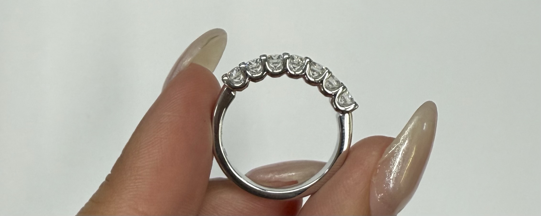 14k White Gold 7 Stone Genuine .70 Cttw Round Brilliant Cut Diamond U Prong Band - Image 8