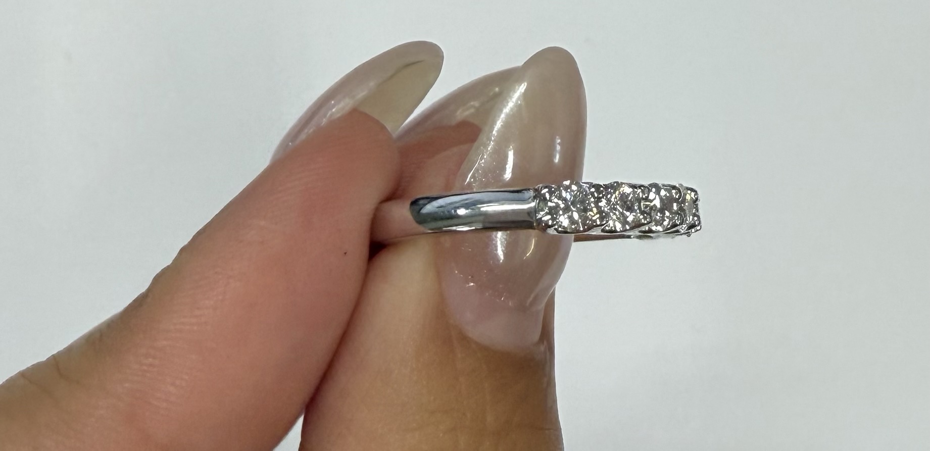 14k White Gold 7 Stone Genuine .70 Cttw Round Brilliant Cut Diamond U Prong Band - Image 6