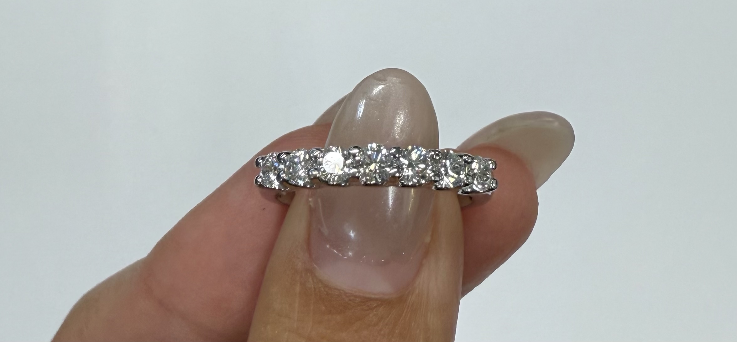 14k White Gold 7 Stone Genuine .70 Cttw Round Brilliant Cut Diamond U Prong Band - Image 9