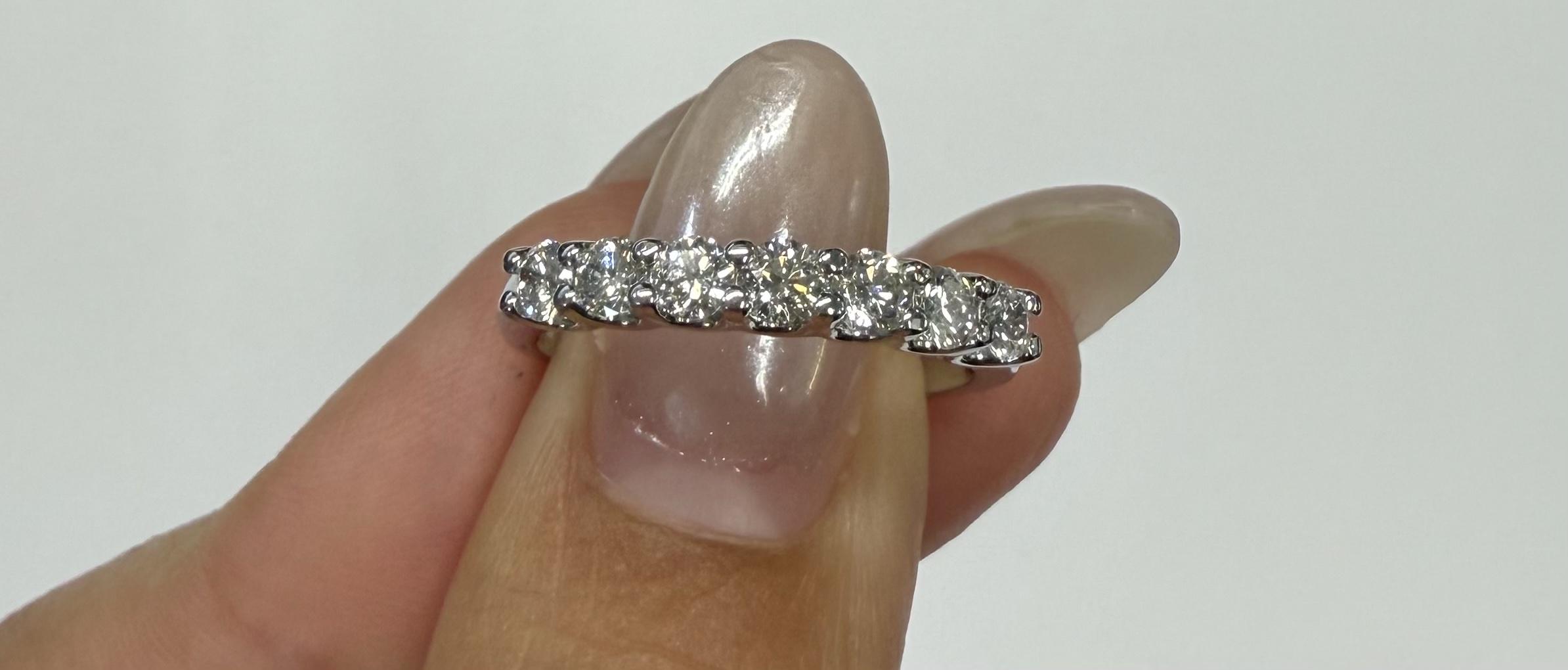 14k White Gold 7 Stone Genuine .70 Cttw Round Brilliant Cut Diamond U Prong Band - Image 10