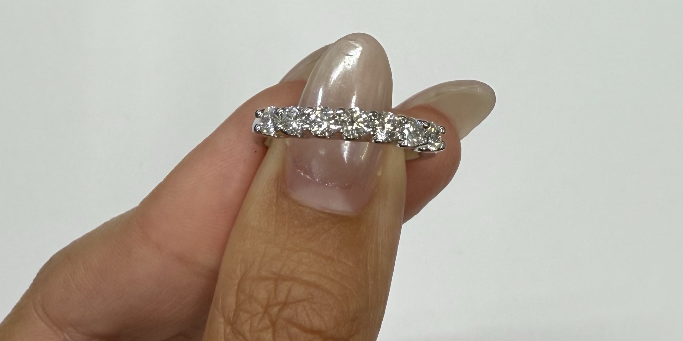 14k White Gold 7 Stone Genuine .70 Cttw Round Brilliant Cut Diamond U Prong Band - Image 11