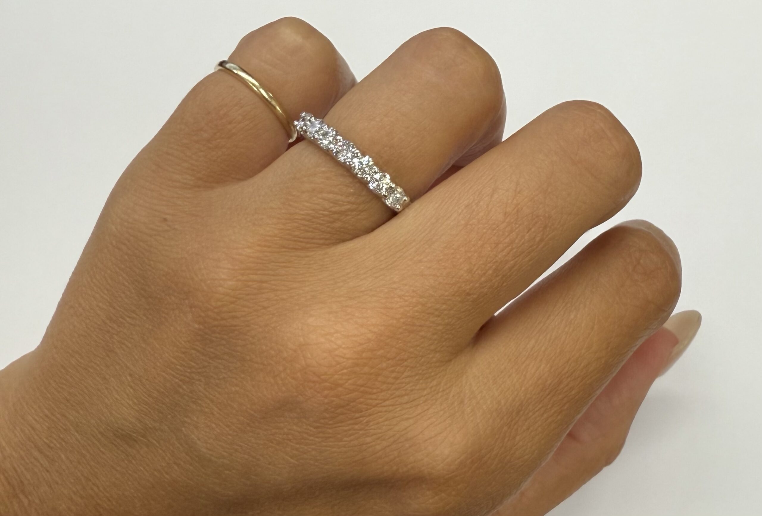 14k White Gold 7 Stone Genuine .70 Cttw Round Brilliant Cut Diamond U Prong Band - Image 18