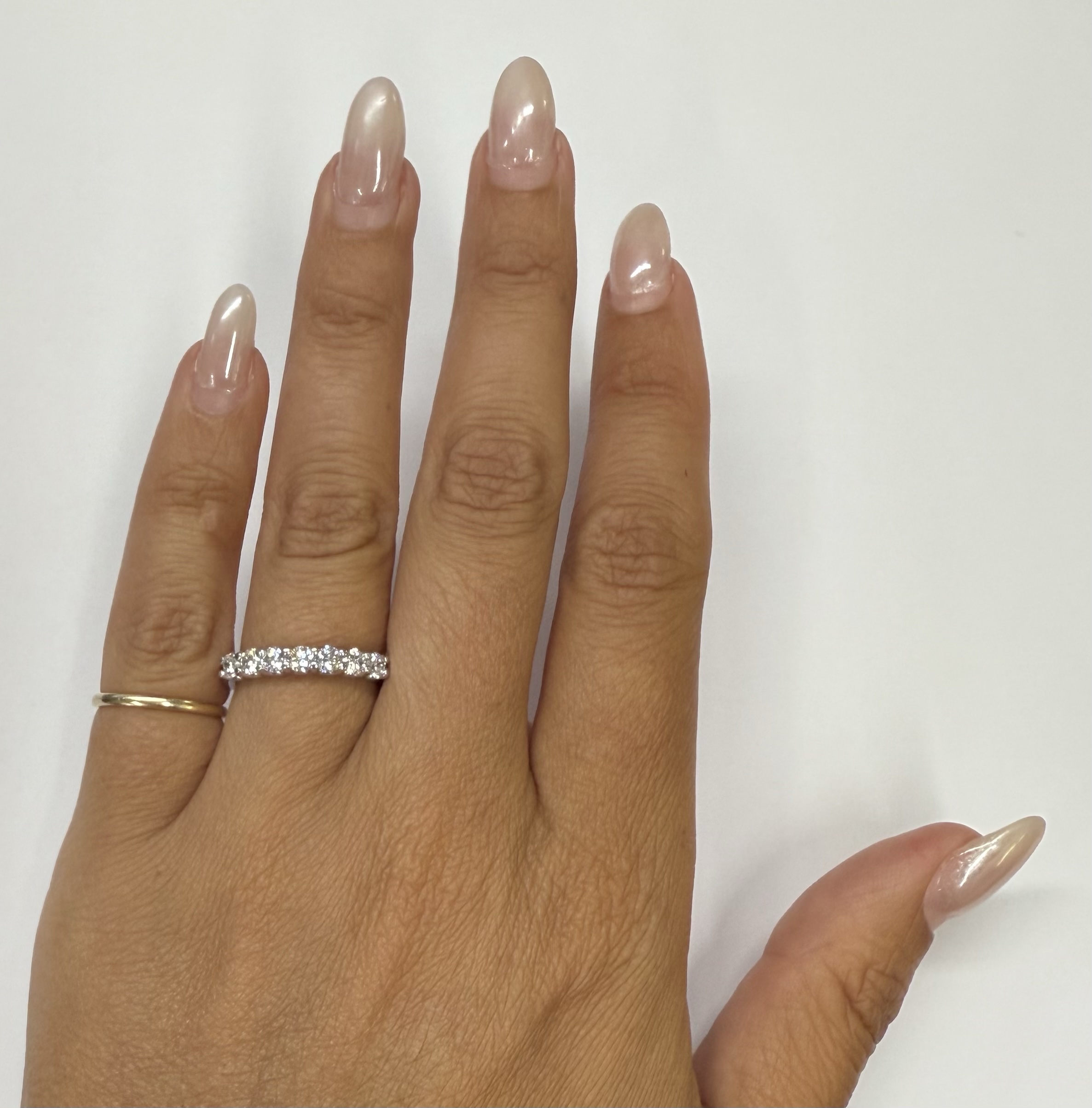 14k White Gold 7 Stone Genuine .70 Cttw Round Brilliant Cut Diamond U Prong Band - Image 20