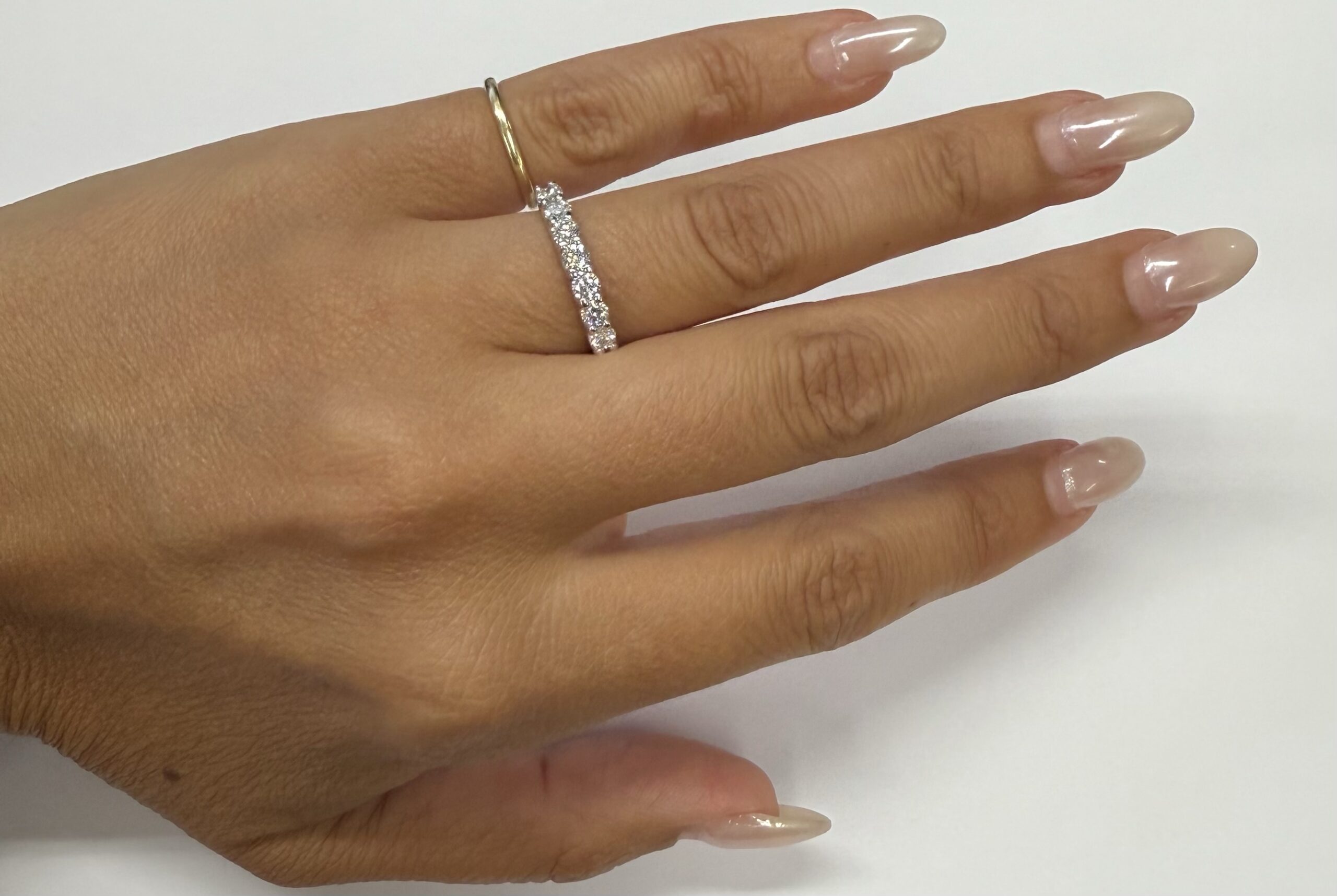 14k White Gold 7 Stone Genuine .70 Cttw Round Brilliant Cut Diamond U Prong Band - Image 21