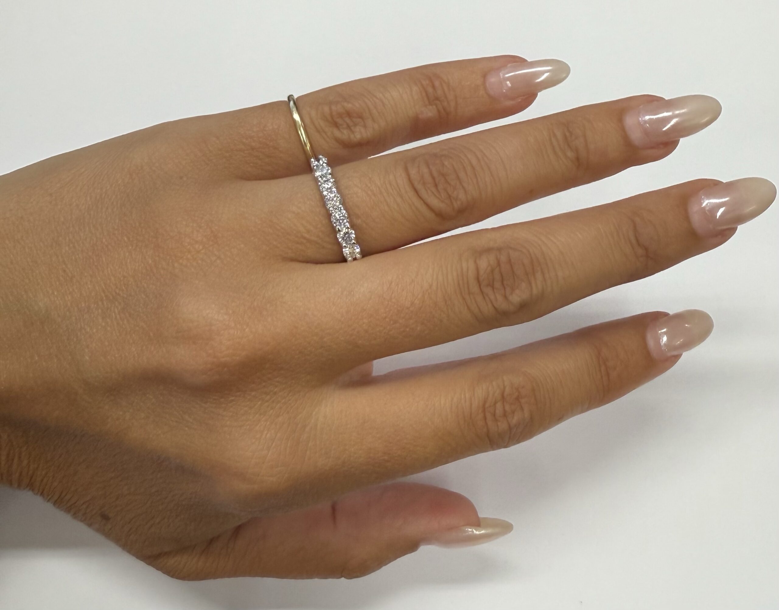 14k White Gold 7 Stone Genuine .70 Cttw Round Brilliant Cut Diamond U Prong Band - Image 22