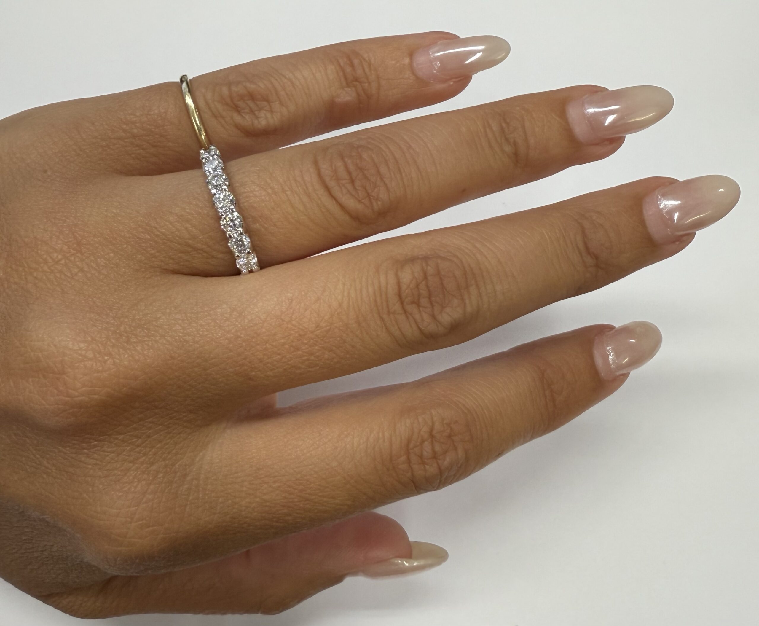 14k White Gold 7 Stone Genuine .70 Cttw Round Brilliant Cut Diamond U Prong Band - Image 23