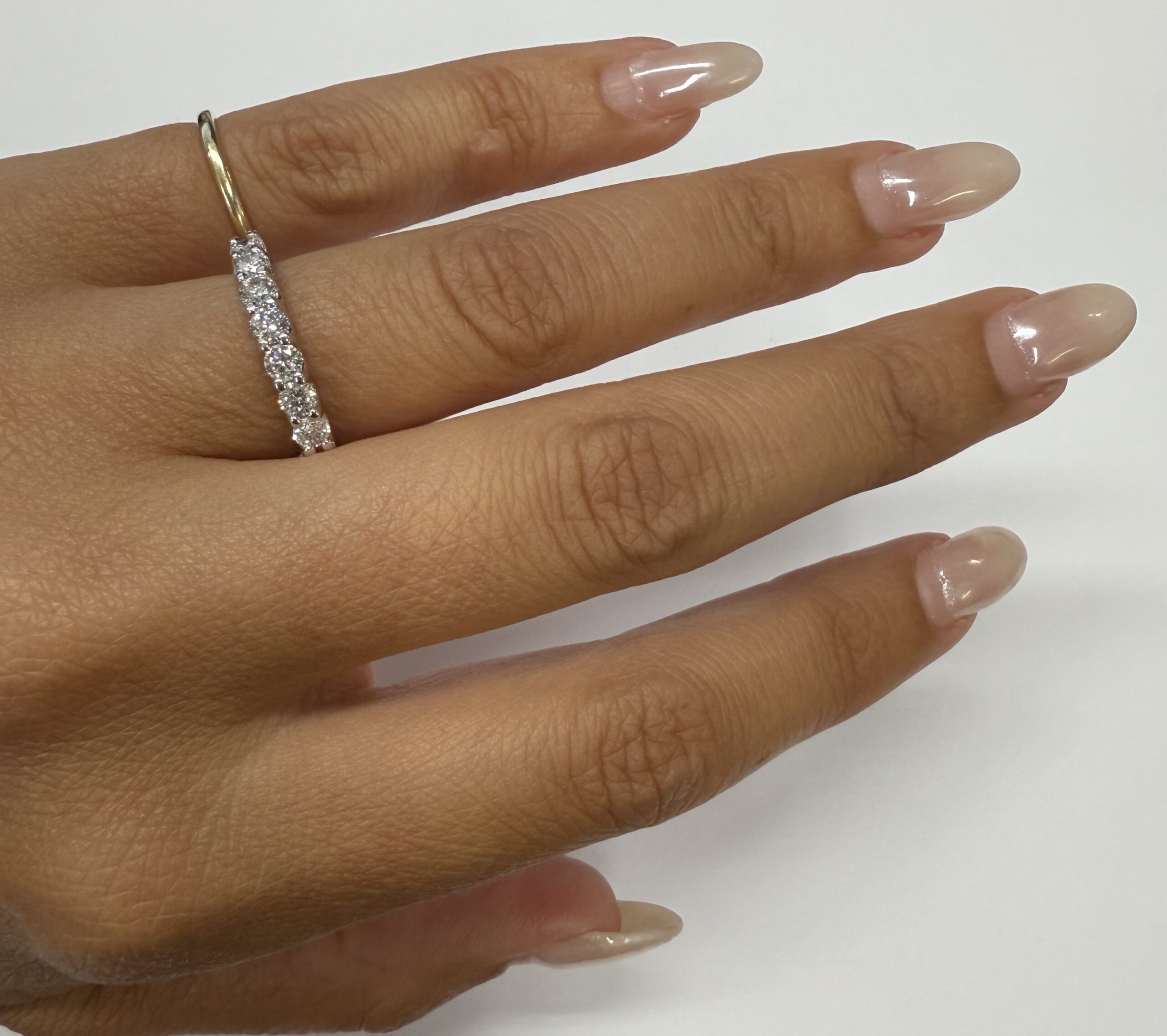 14k White Gold 7 Stone Genuine .70 Cttw Round Brilliant Cut Diamond U Prong Band - Image 19