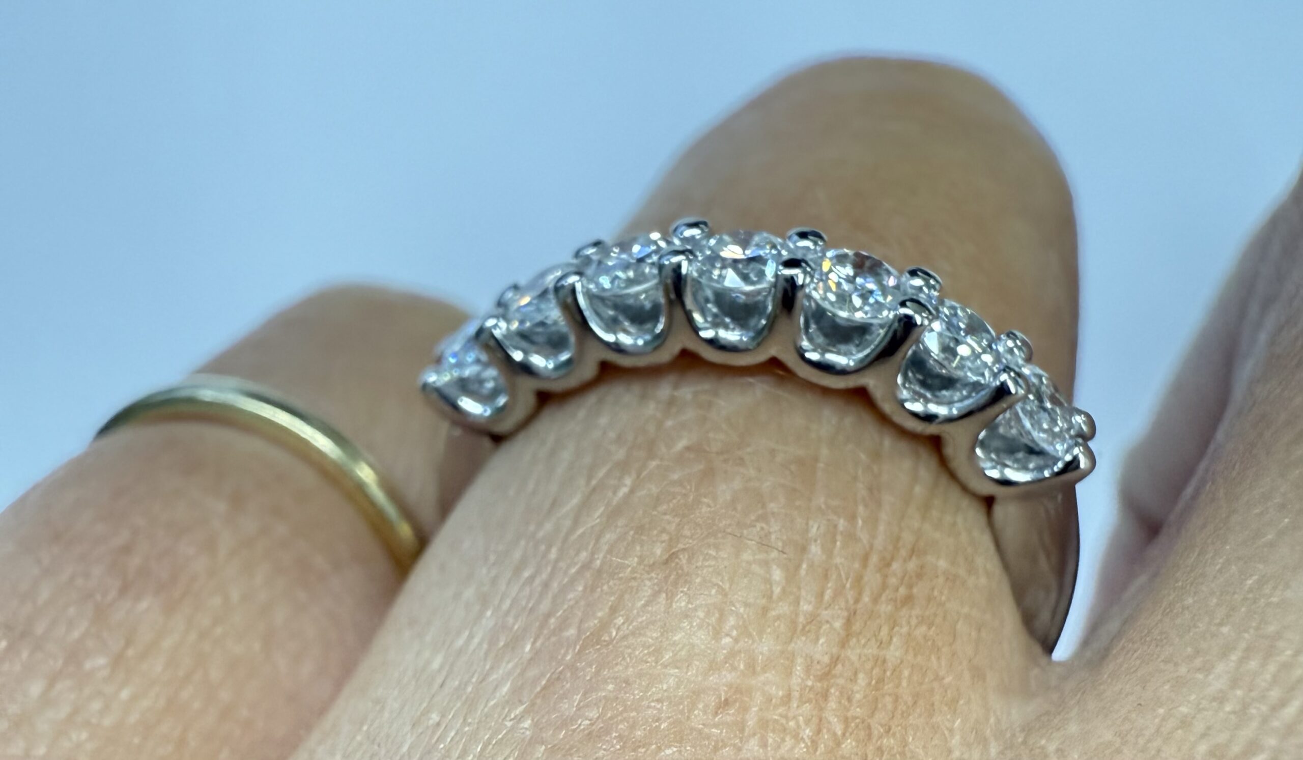 14k White Gold 7 Stone Genuine .70 Cttw Round Brilliant Cut Diamond U Prong Band - Image 28