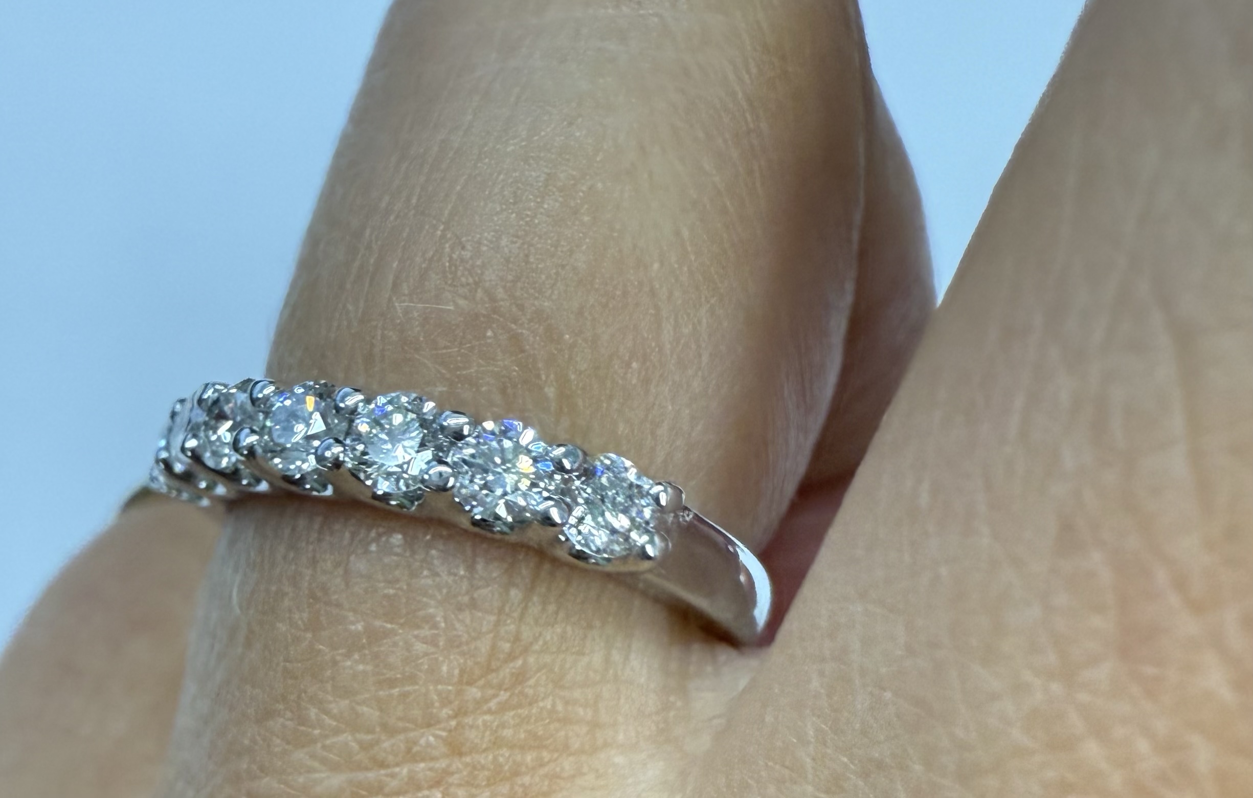 14k White Gold 7 Stone Genuine .70 Cttw Round Brilliant Cut Diamond U Prong Band - Image 29