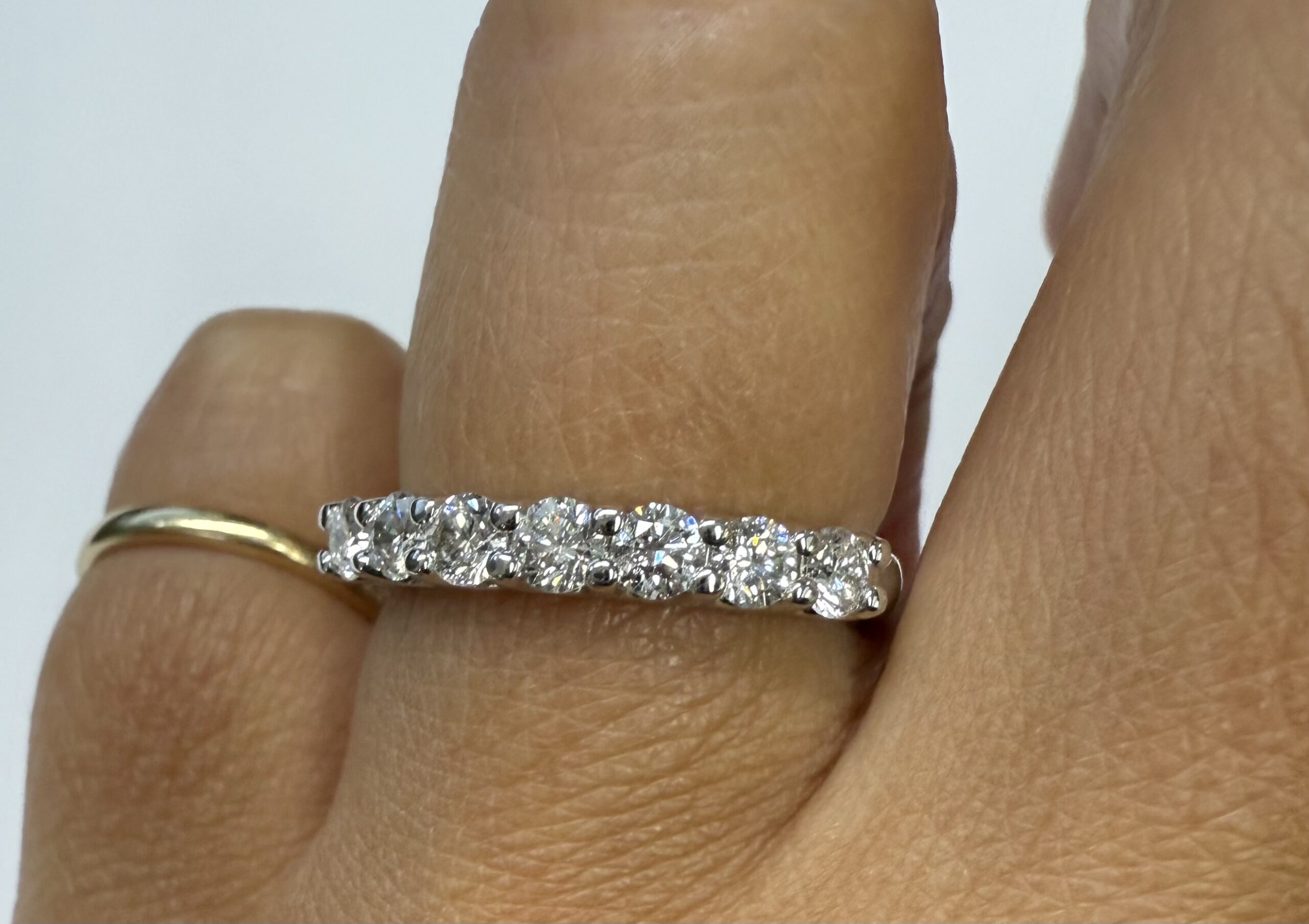 14k White Gold 7 Stone Genuine .70 Cttw Round Brilliant Cut Diamond U Prong Band - Image 31