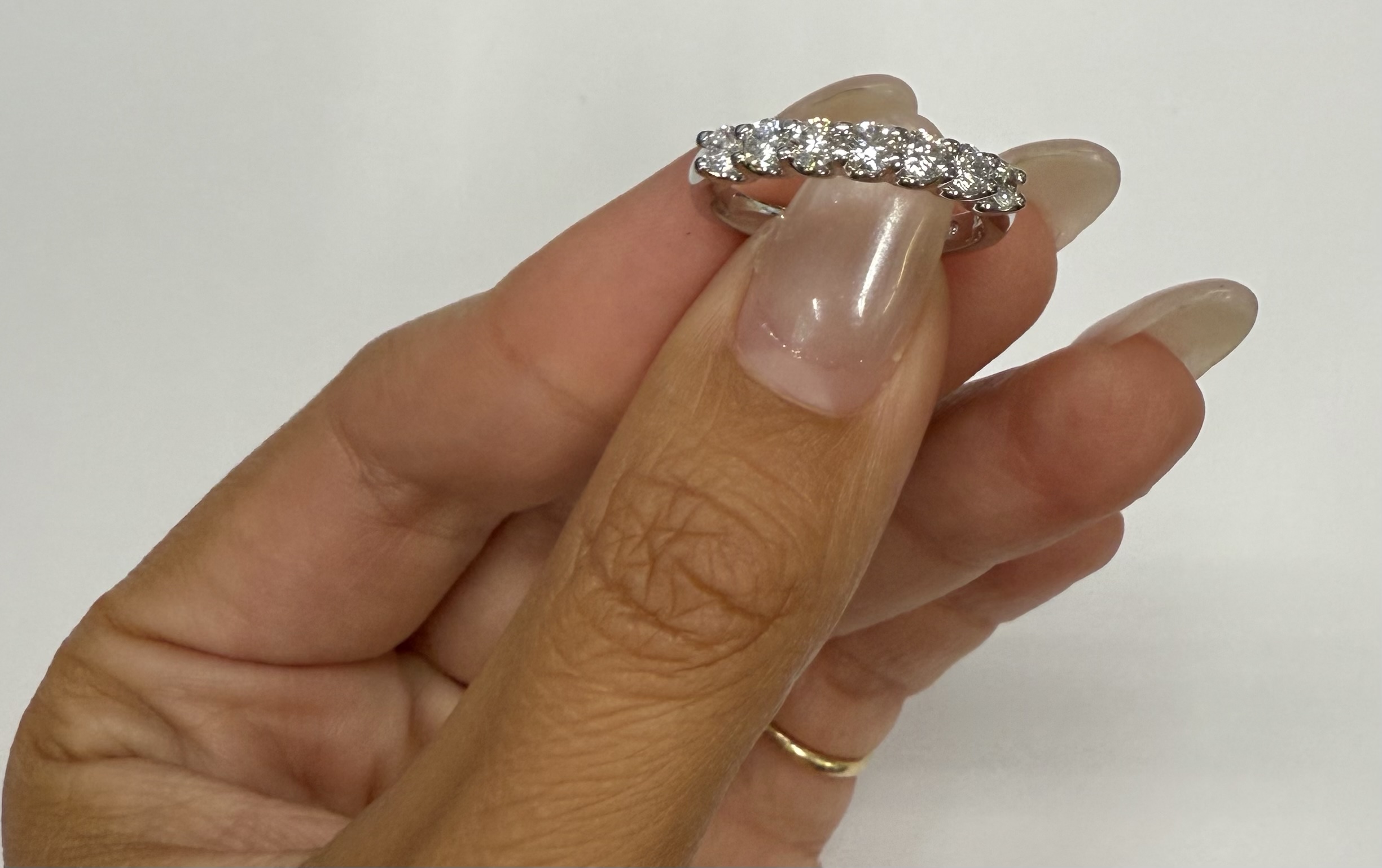 14k White Gold 7 Stone Genuine .70 Cttw Round Brilliant Cut Diamond U Prong Band - Image 42