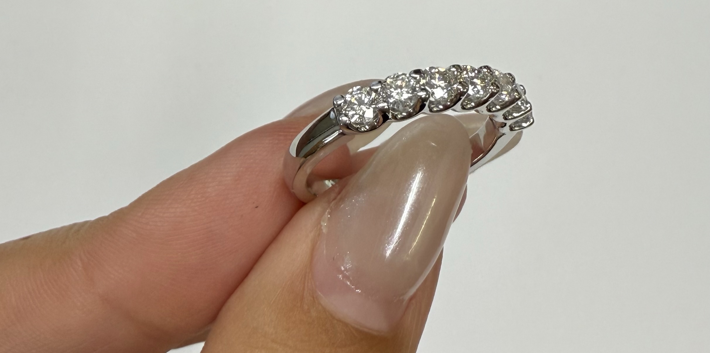 14k White Gold 7 Stone Genuine .70 Cttw Round Brilliant Cut Diamond U Prong Band - Image 41