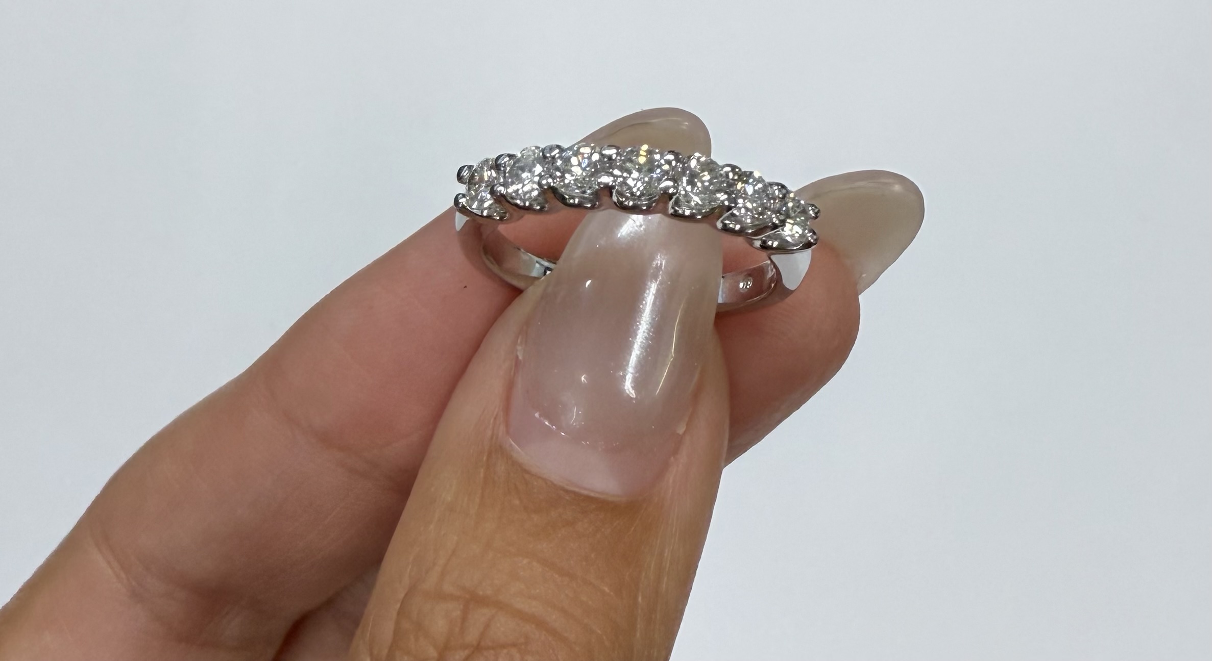 14k White Gold 7 Stone Genuine .70 Cttw Round Brilliant Cut Diamond U Prong Band - Image 39