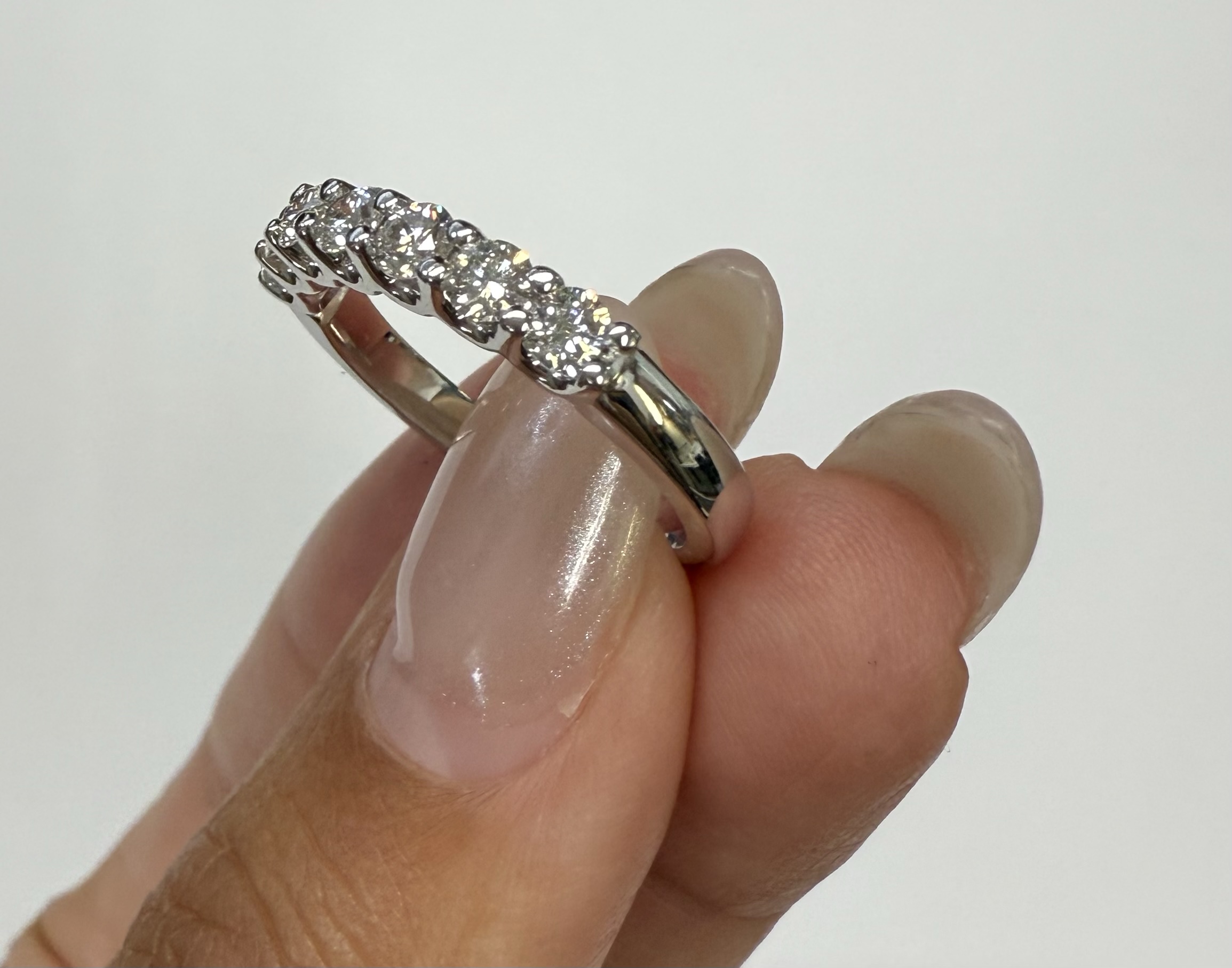 14k White Gold 7 Stone Genuine .70 Cttw Round Brilliant Cut Diamond U Prong Band - Image 37